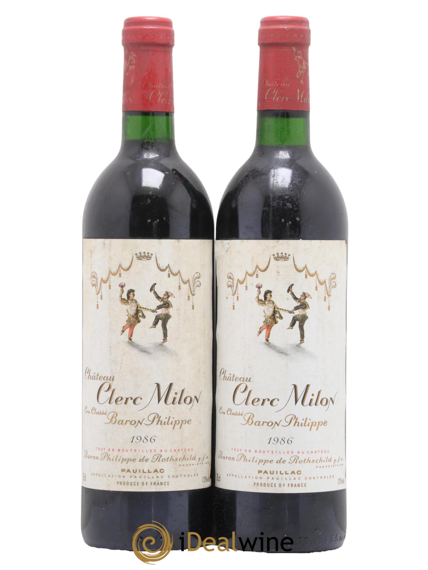 Château Clerc Milon 5ème Grand Cru Classé 1986 - Lot de 2 bouteilles - 0