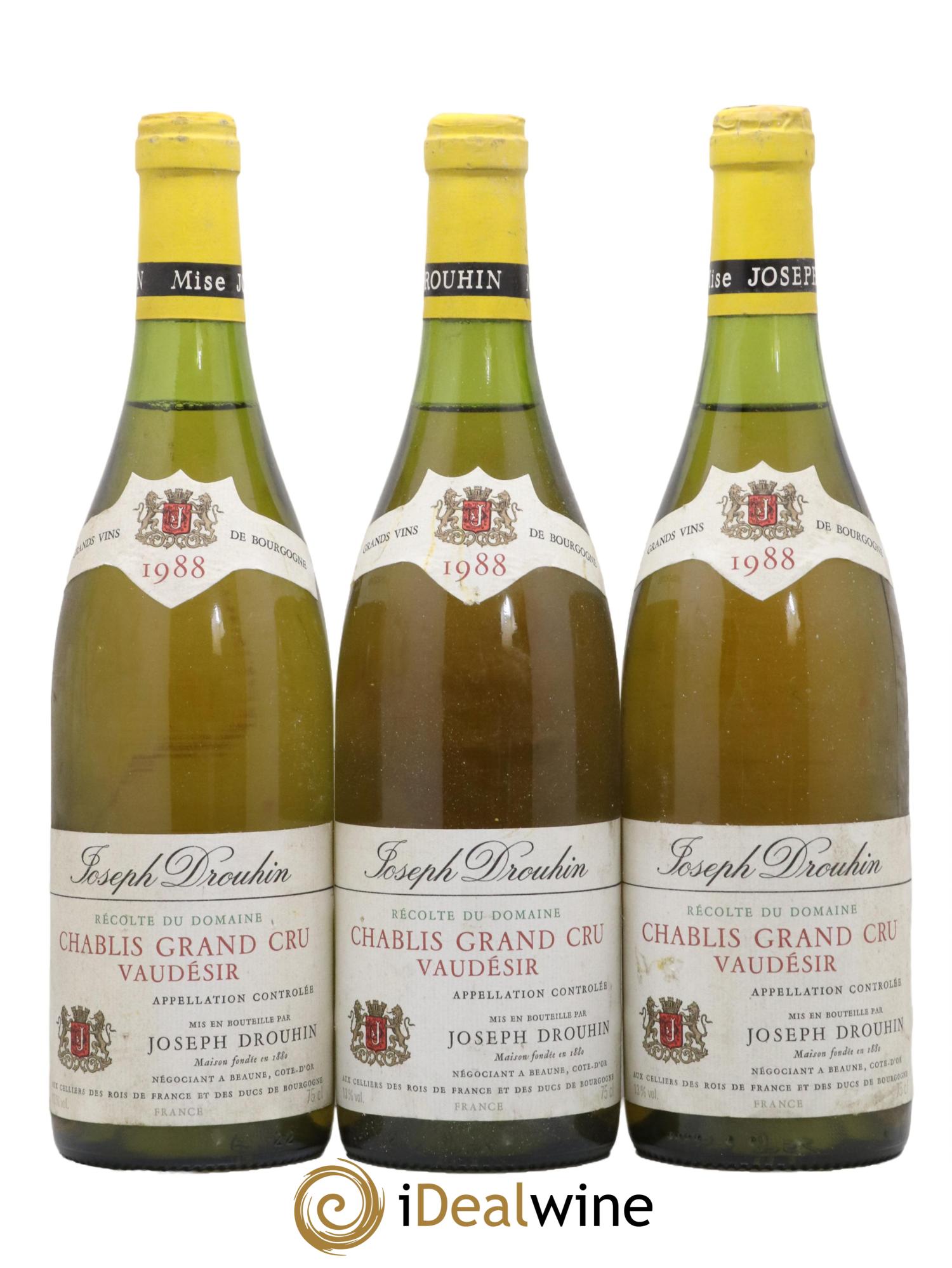 Chablis Grand Cru Vaudesir Joseph Drouhin 1988 - Lot de 3 bouteilles - 0