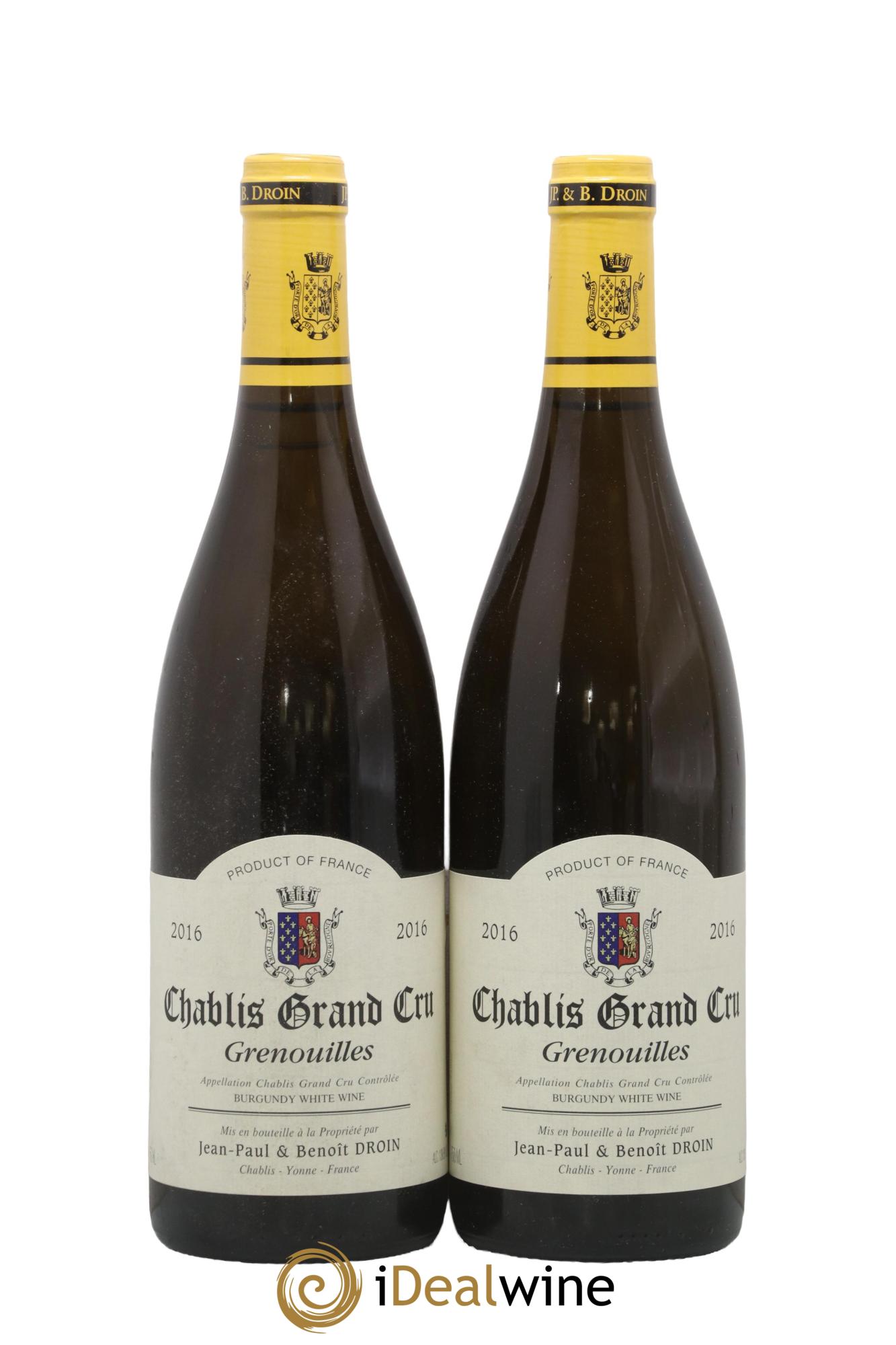 Chablis Grand Cru Grenouilles Jean-Paul & Benoît Droin (Domaine) 2016 - Posten von 2 Flaschen - 0