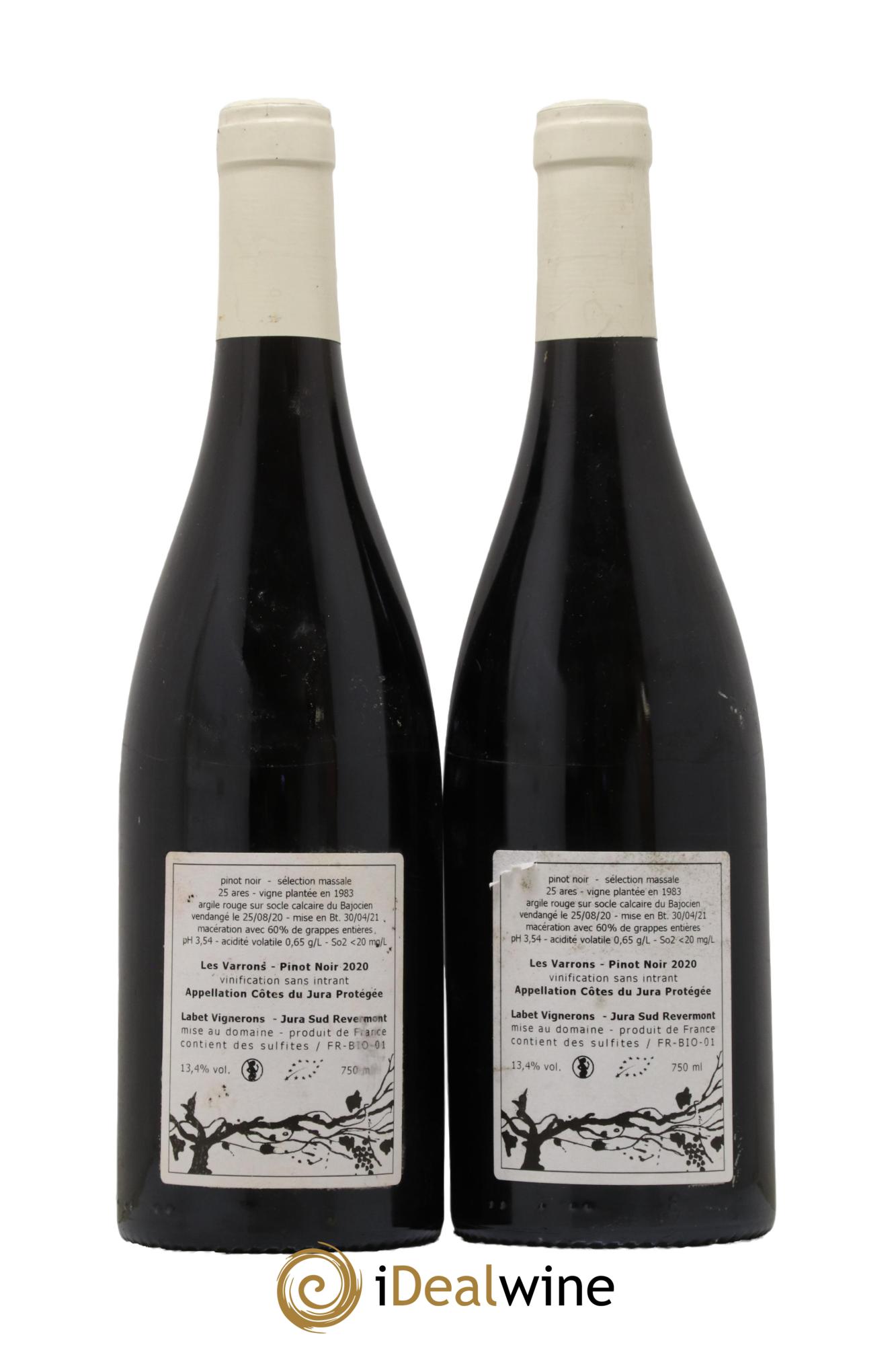 Côtes du Jura Pinot Noir Les Varrons Sélection Massale Romain - Julien - Charline Labet 2020 - Lot de 2 bouteilles - 1