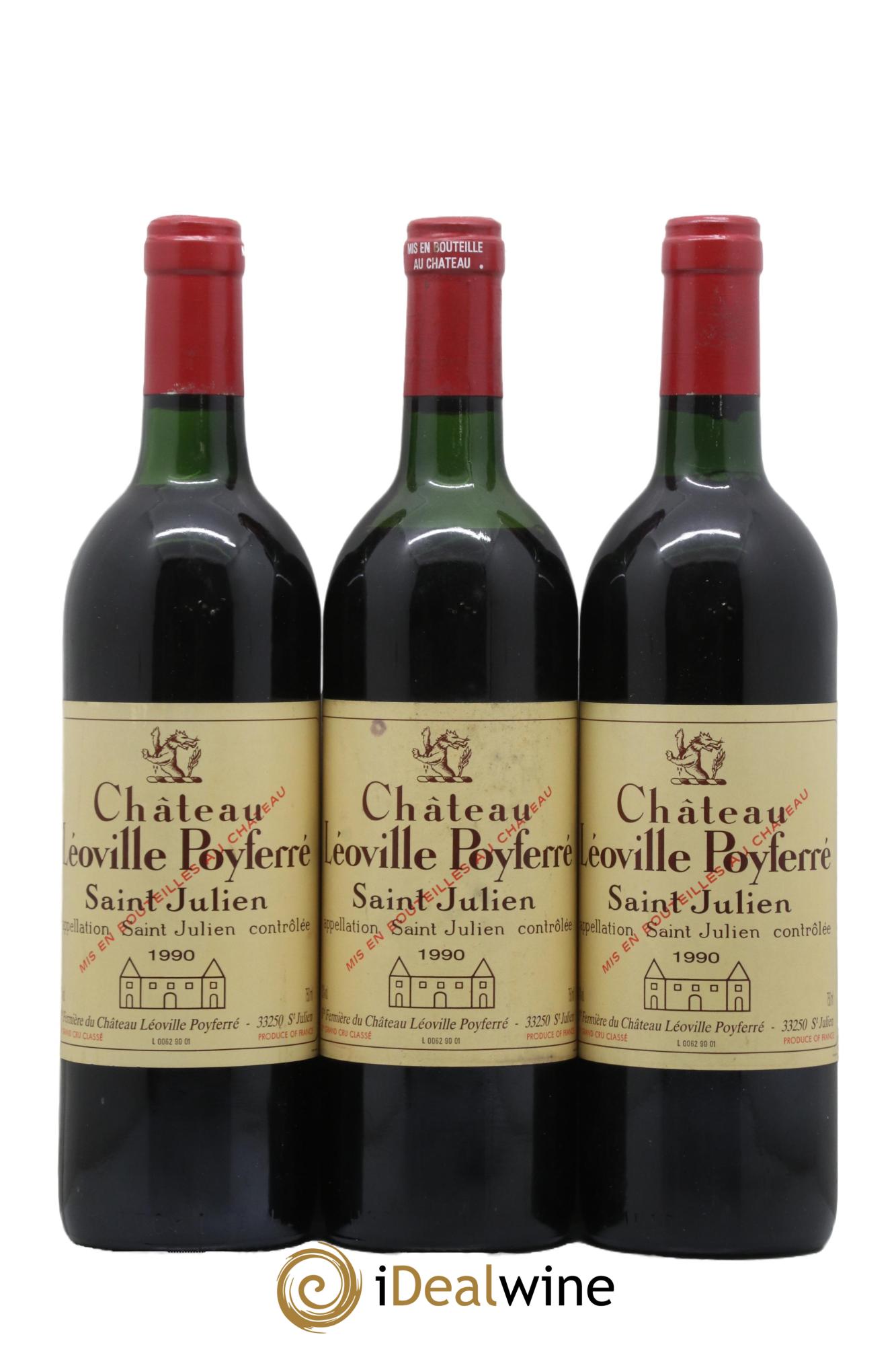 Château Léoville Poyferré 2ème Grand Cru Classé 1990 - Lotto di 3 bottiglie - 0
