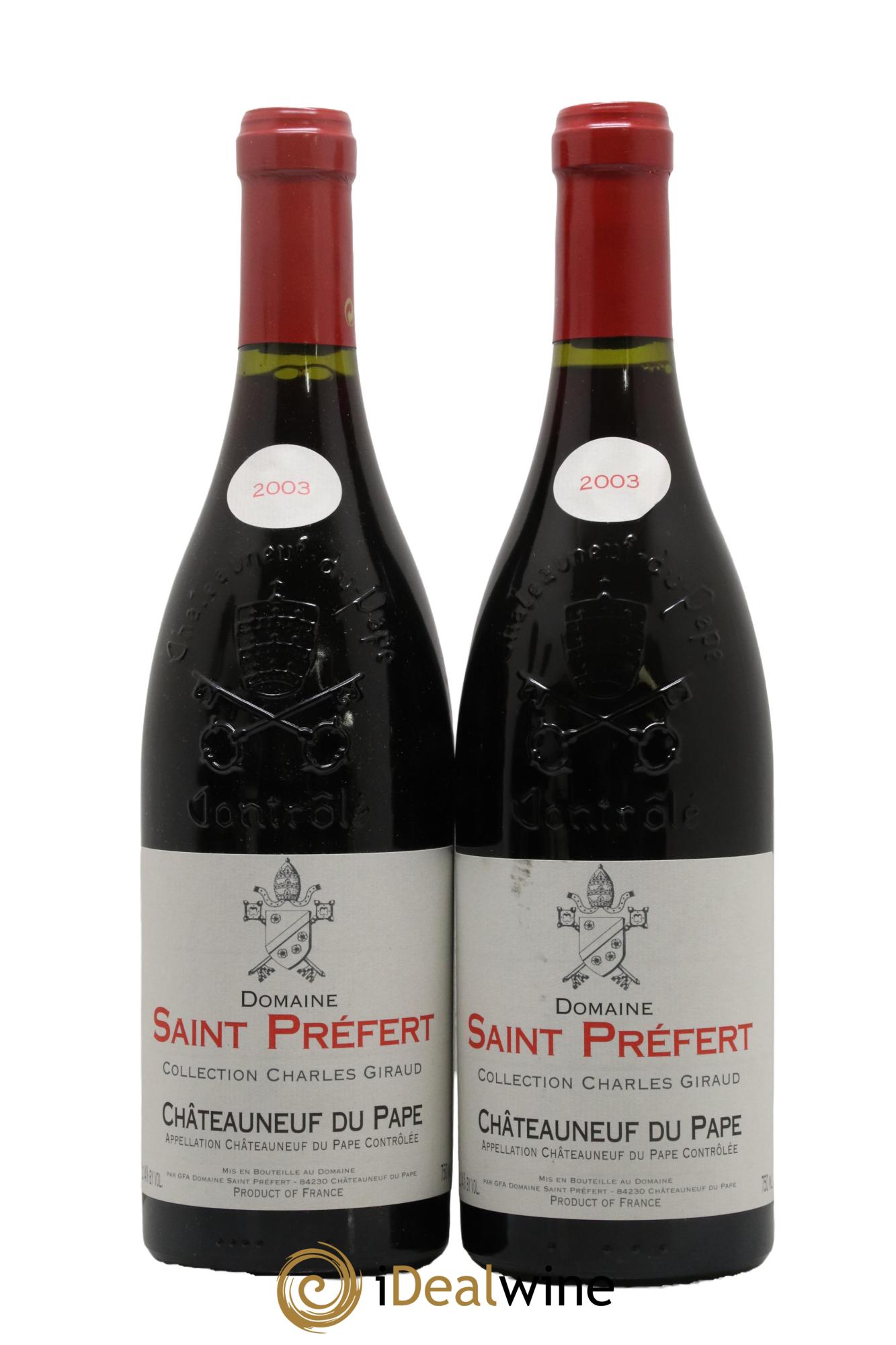 Châteauneuf-du-Pape Collection Charles Giraud Domaine Saint-Préfert 2003 - Lot de 2 bouteilles - 0