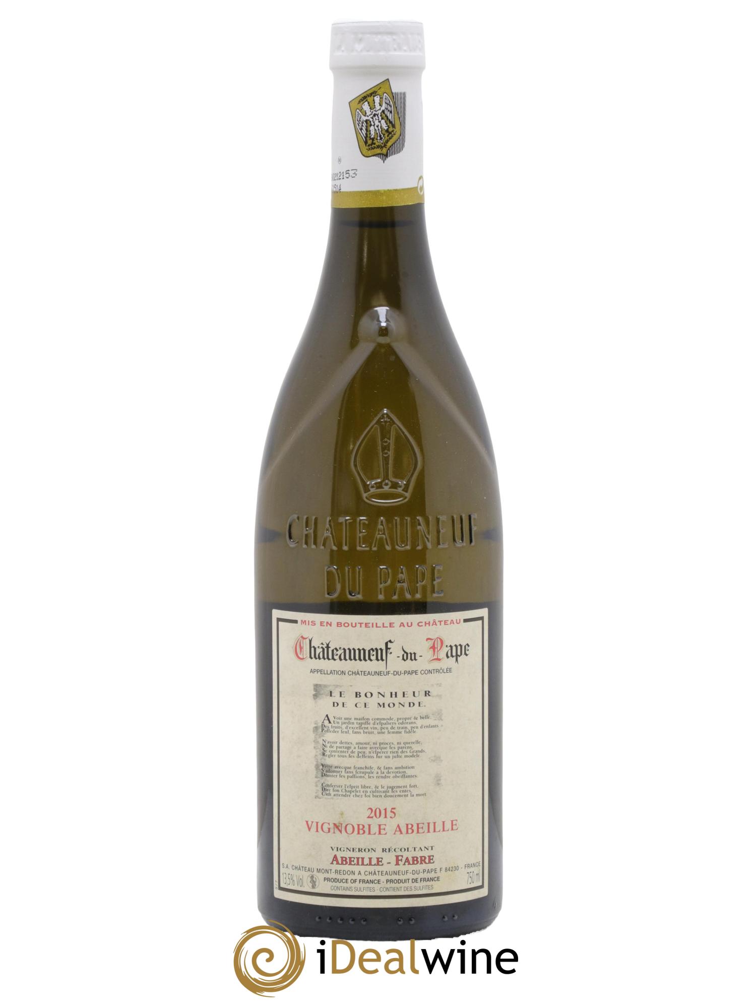 Châteauneuf-du-Pape Château Mont-Redon L e Bonheur de ce Monde Vignoble Abeille 2015 - Lot de 1 bouteille - 0