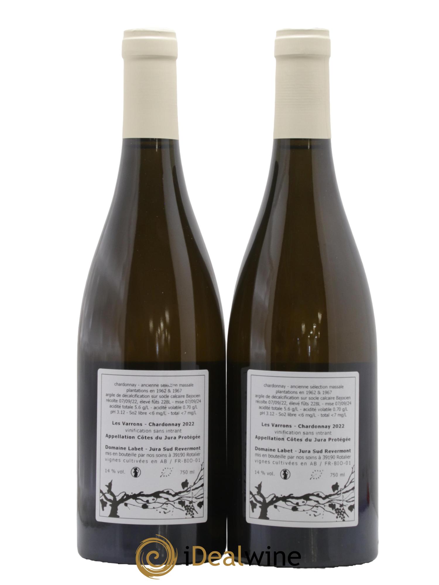 Côtes du Jura Chardonnay Les Varrons Romain - Julien - Charline Labet 2022 - Lot de 2 bouteilles - 1