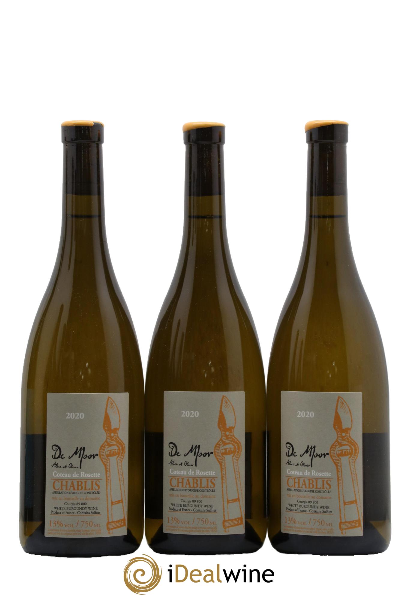 Chablis Côteau de Rosette Alice et Olivier De Moor 2020 - Lot de 3 bouteilles - 0