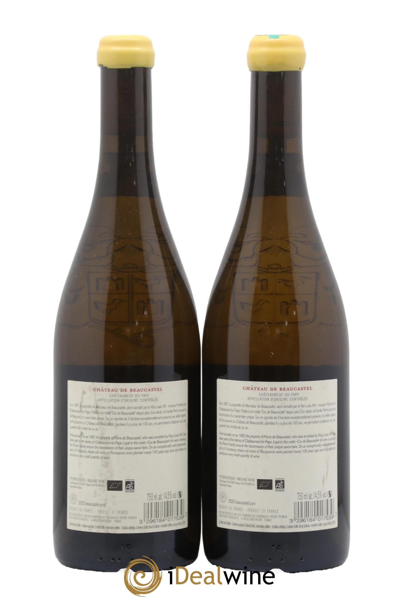 Châteauneuf-du-Pape Château de Beaucastel Vieilles vignes Roussanne Famille Perrin 2020 - Lotto di 2 bottiglie - 1