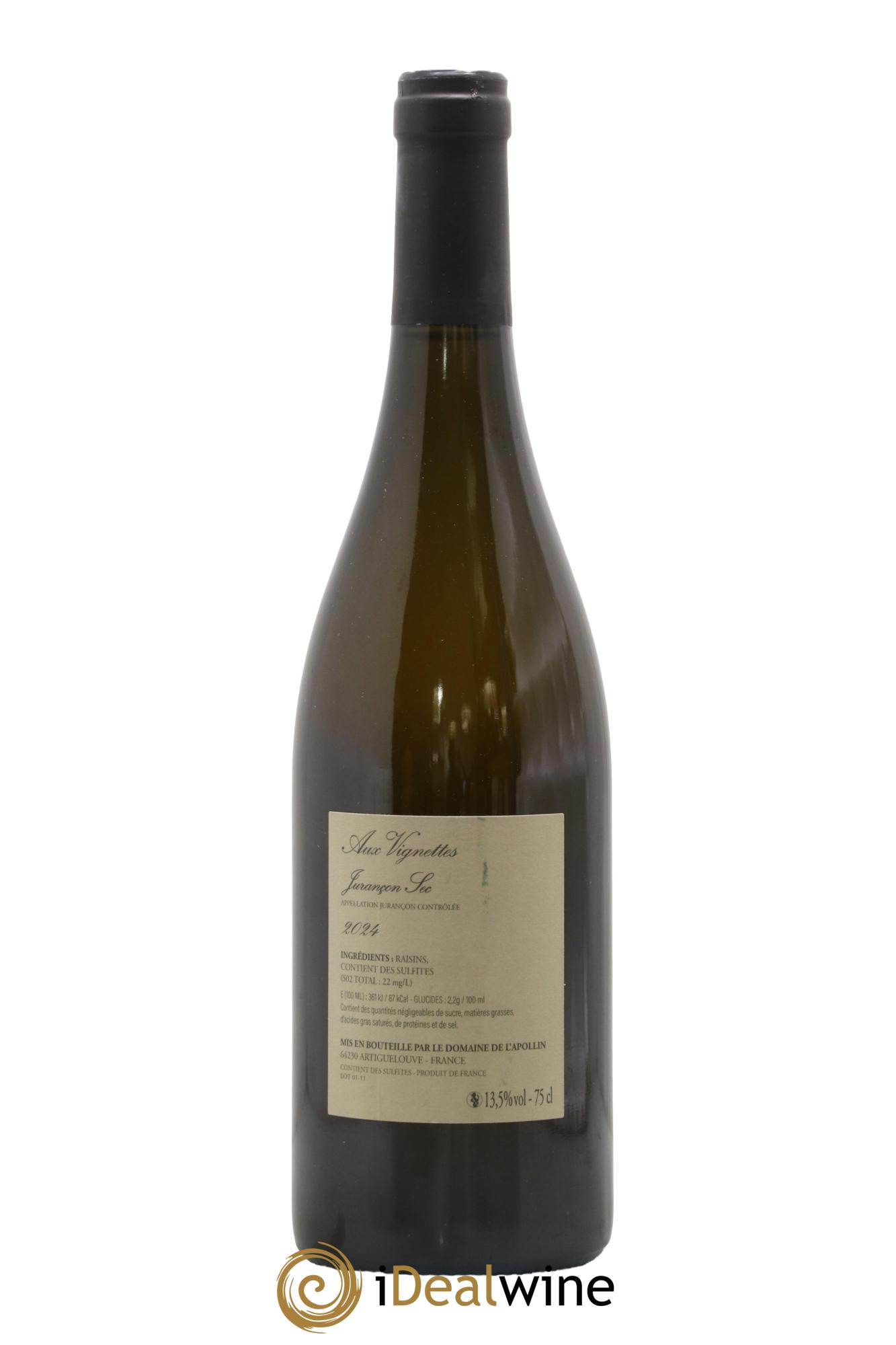 Jurançon sec Aux Vignettes Domaine de l'Apollin - Florent Foury 2024 - Lot de 1 bouteille - 1