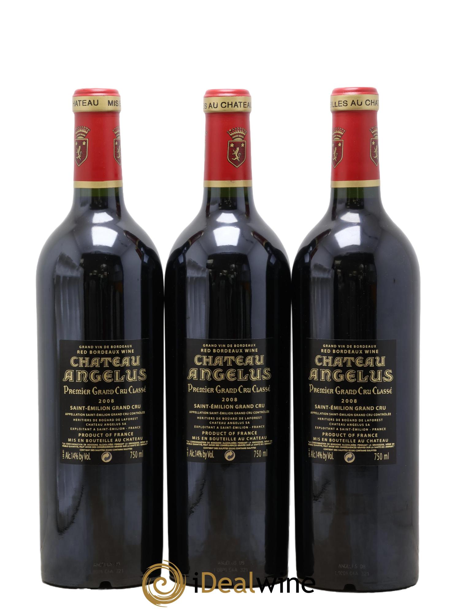 Château Angélus 1er Grand Cru Classé A 2008 - Lot of 3 bottles - 1