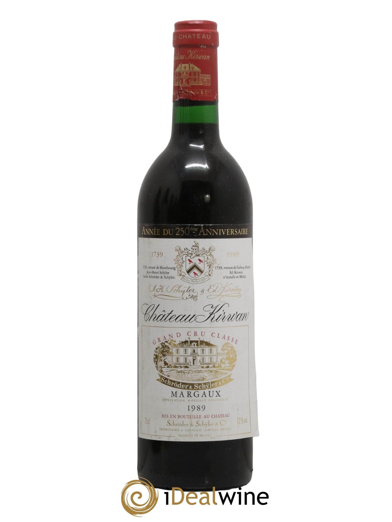 Château Kirwan 3ème Grand Cru Classé 1989 - Lot de 1 bouteille - 0