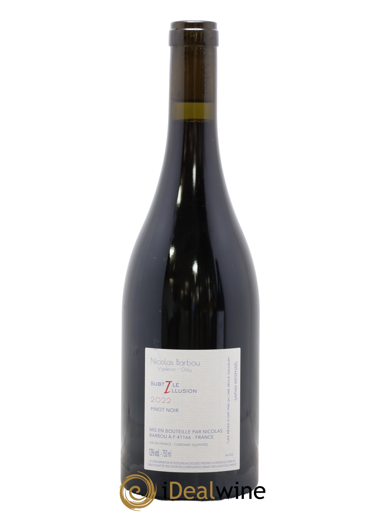 Vin de France Subtile illusion Pinot Noir Nicolas Barbou 2022 - Posten von 1 Flasche - 1