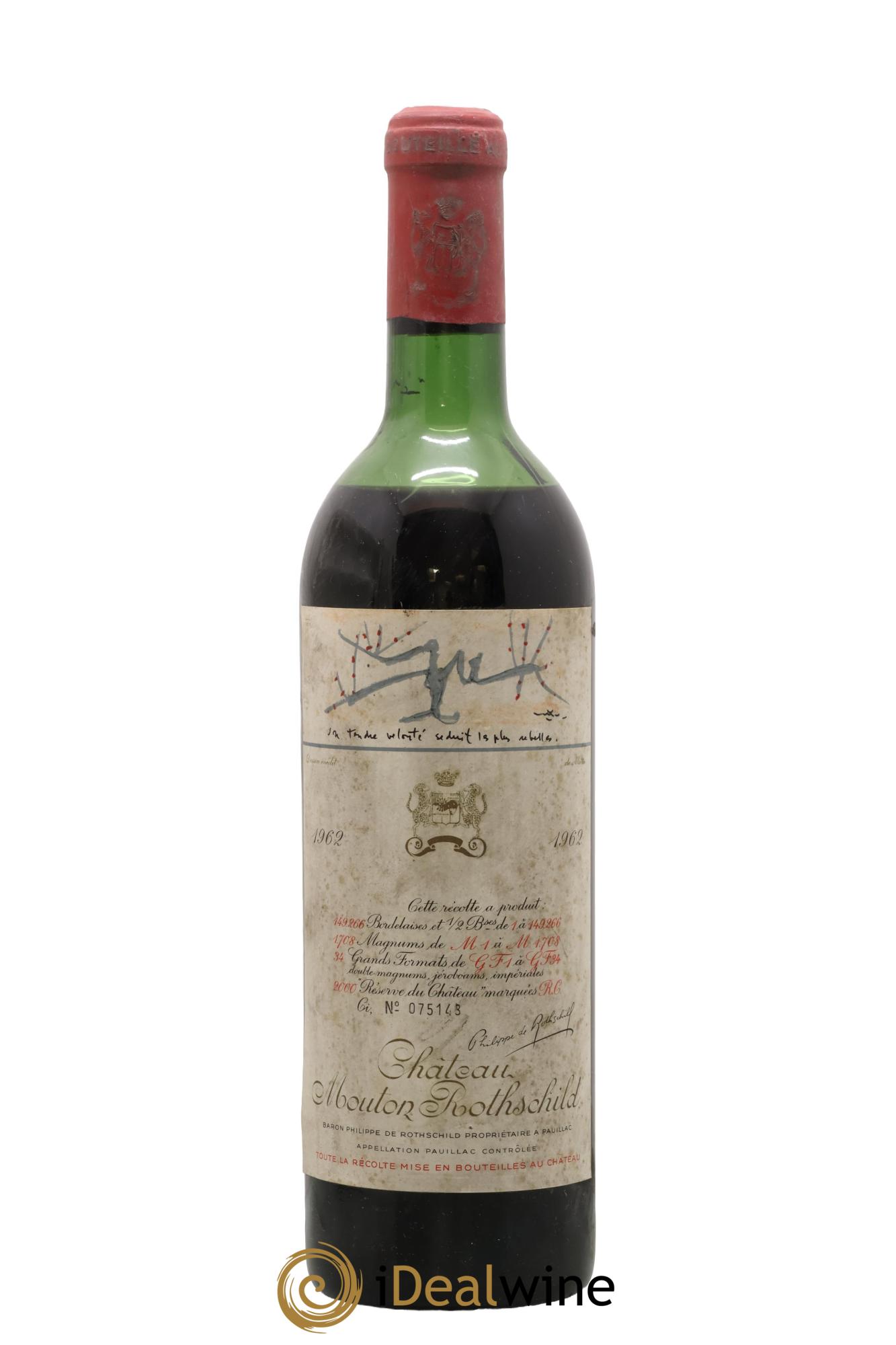 Château Mouton Rothschild 1er Grand Cru Classé 1962 - Lot de 1 bouteille - 0