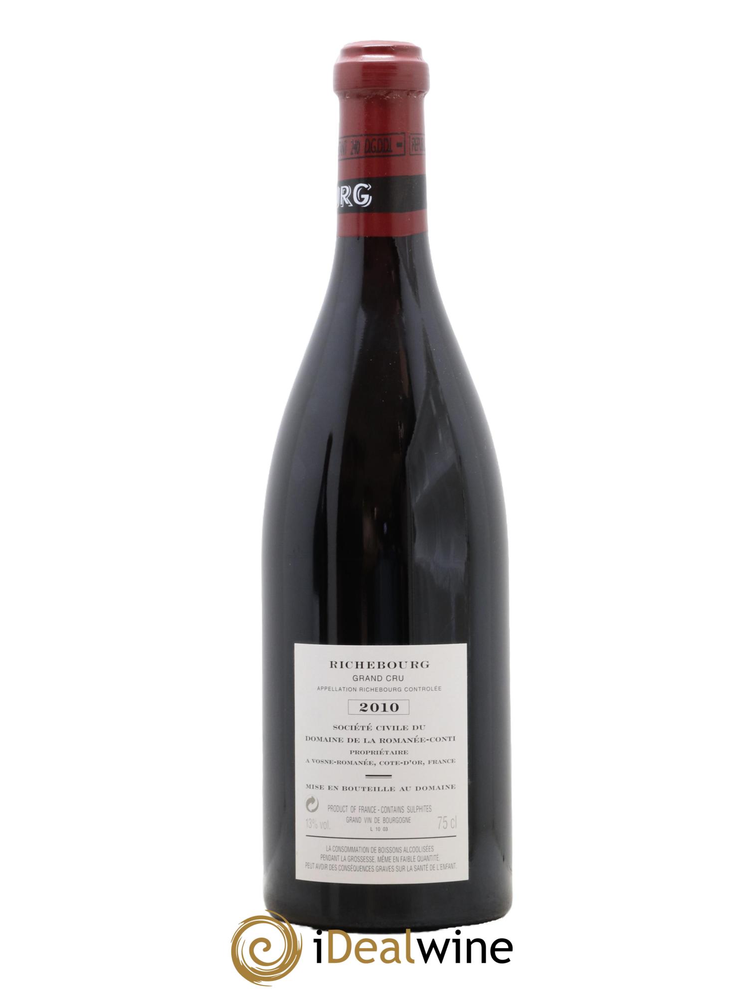 Richebourg Grand Cru Domaine de la Romanée-Conti  2010 - Lotto di 1 bottiglia - 1