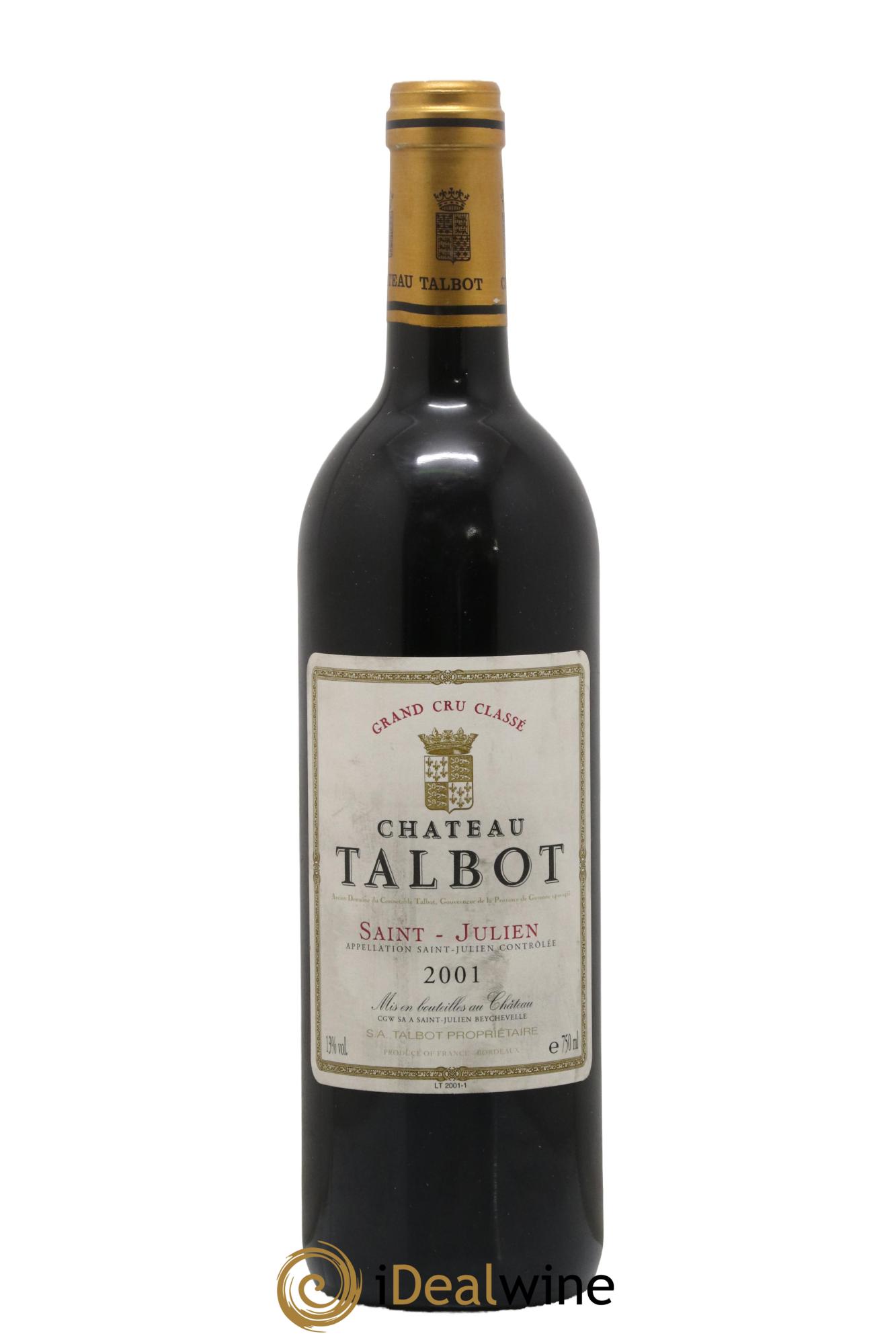 Château Talbot 4ème Grand Cru Classé 2001 - Lot de 1 bouteille - 0