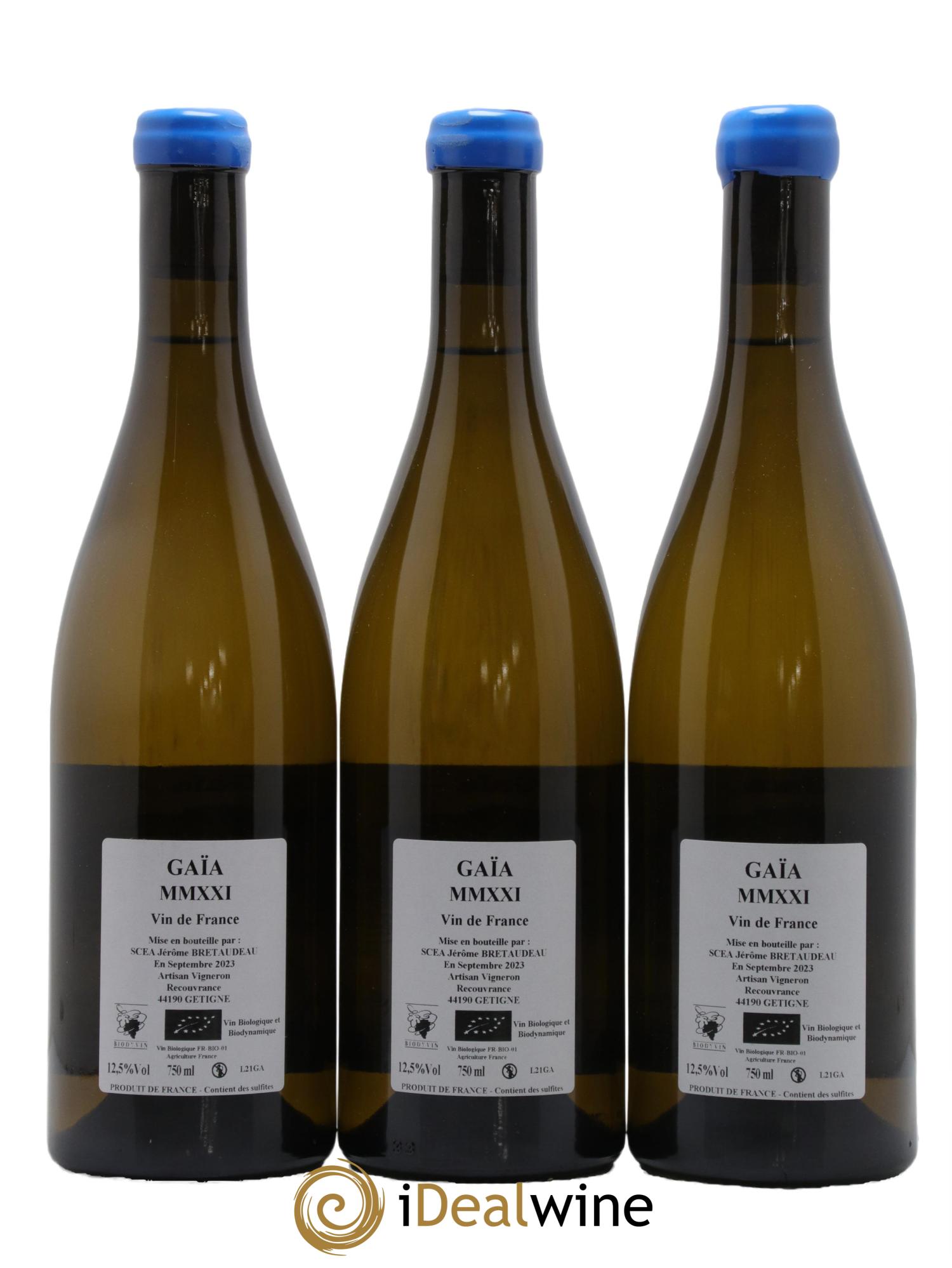 Muscadet-Sèvre-et-Maine Gaia Jérôme Bretaudeau - Domaine de Bellevue 2021 - Lotto di 3 bottiglie - 1