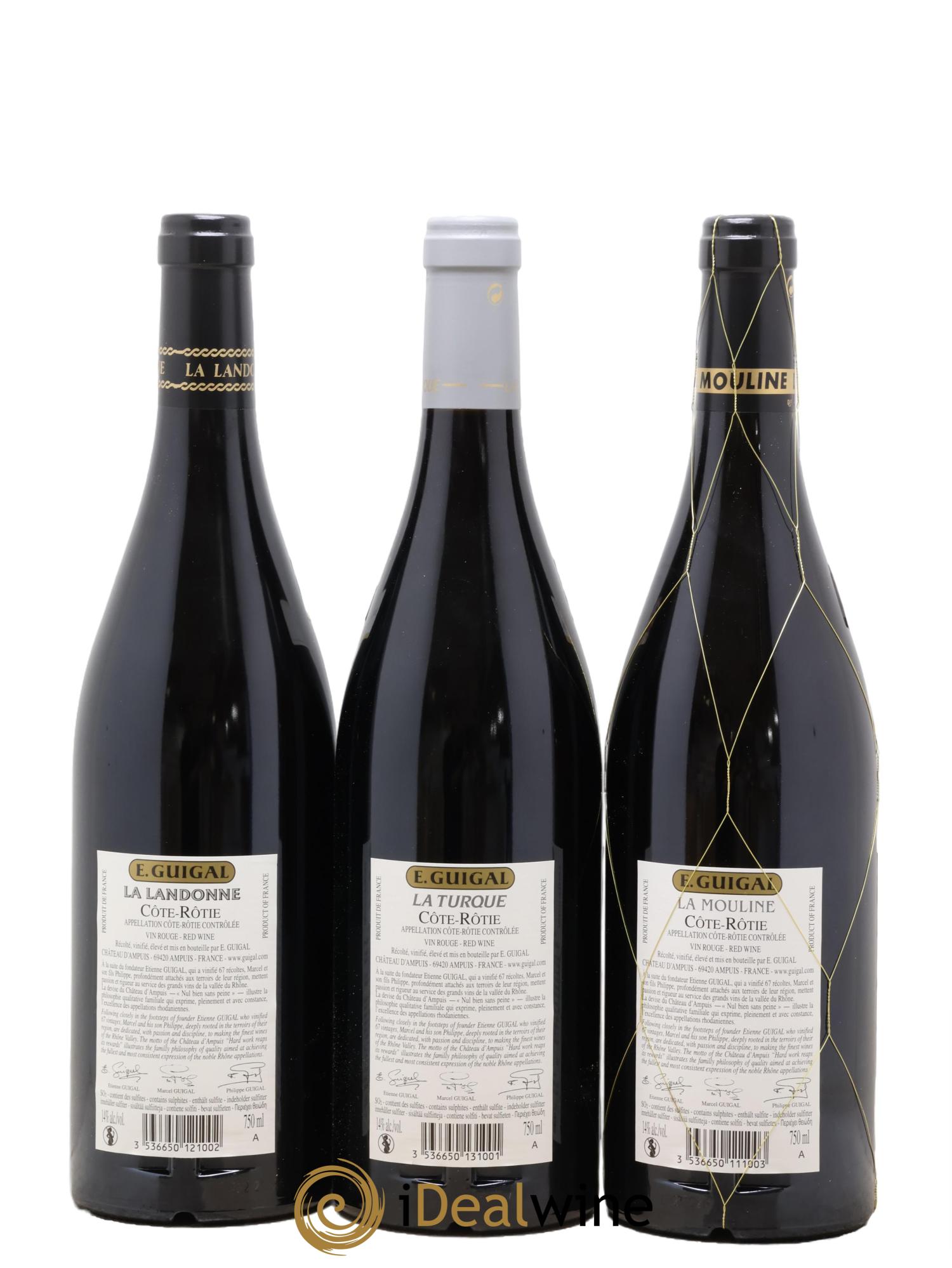 Côte-Rôtie Guigal Trilogie La Turque - La Landonne - La Mouline 2017 - Lotto di 3 bottiglie - 1