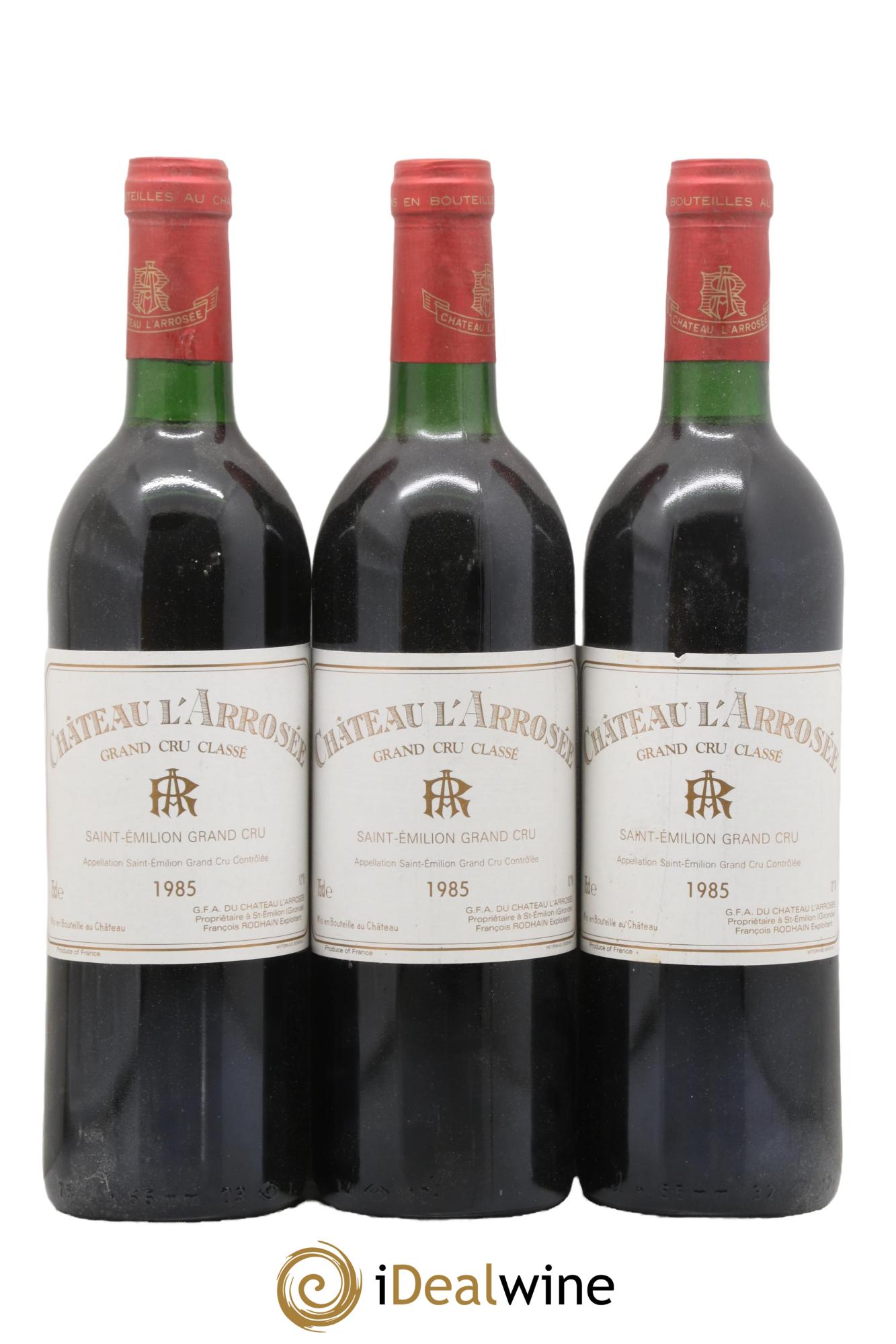 Château l' Arrosée Grand Cru Classé 1985 - Lot de 3 bouteilles - 0