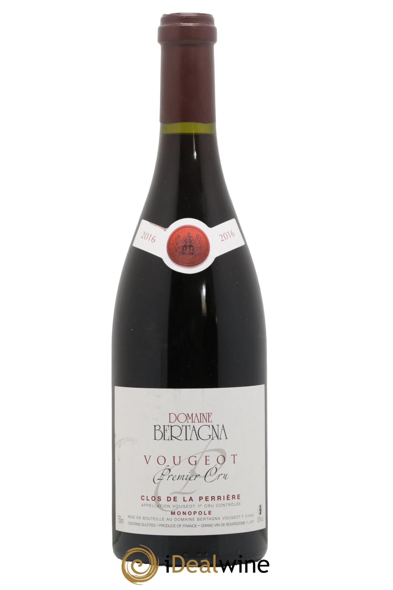 Vougeot 1er Cru Clos de La Perrière Monopole Bertagna 2016 - Lot de 1 bouteille - 0