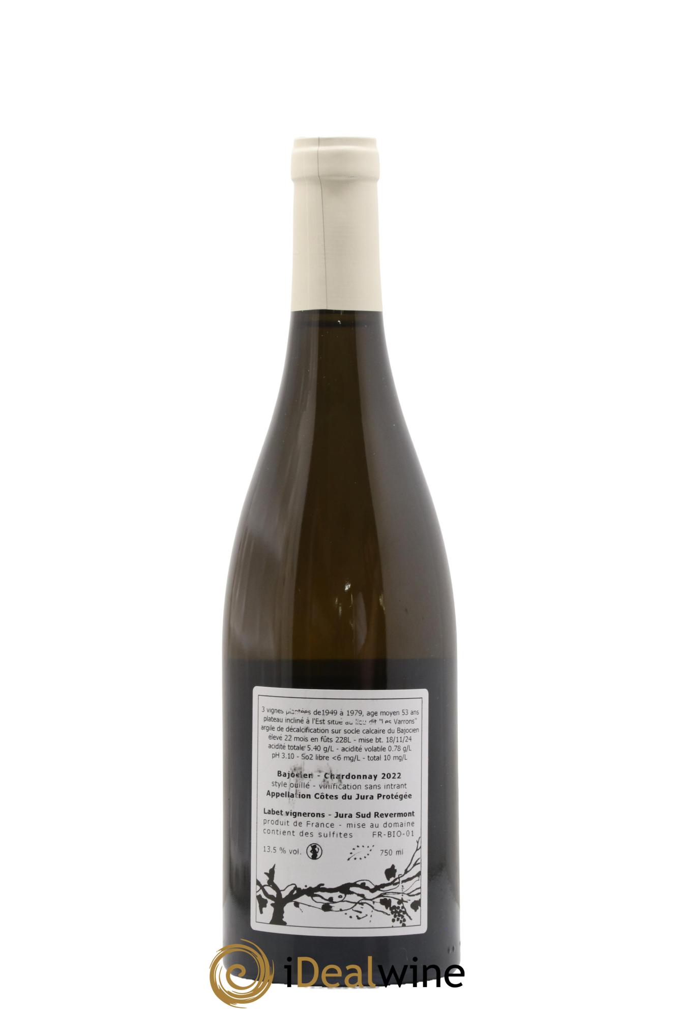 Côtes du Jura Chardonnay Bajocien Romain - Julien  - Charline Labet 2022 - Lot de 1 bouteille - 1