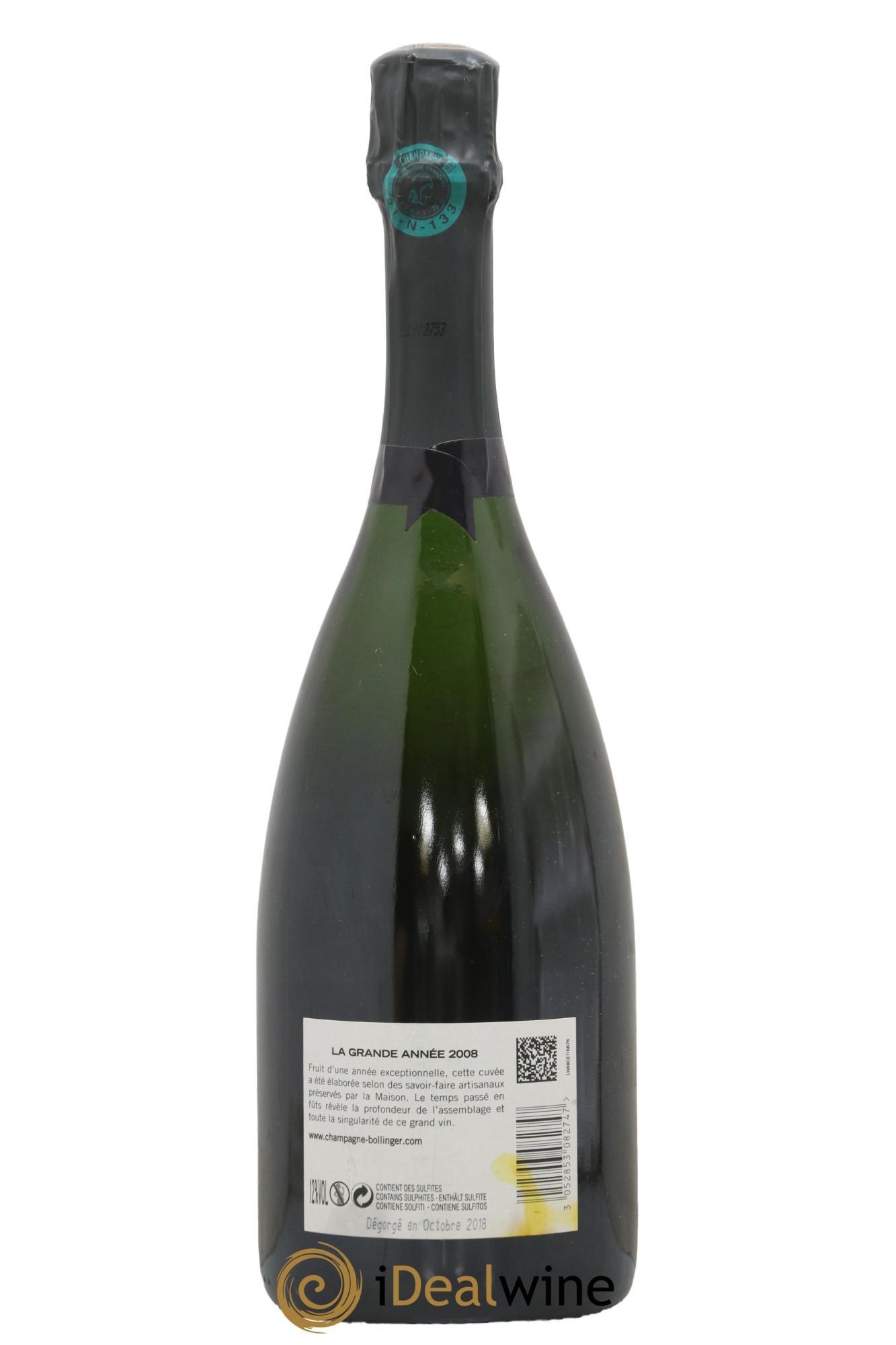 Grande Année Brut Bollinger 2008 - Lot of 1 bottle - 1