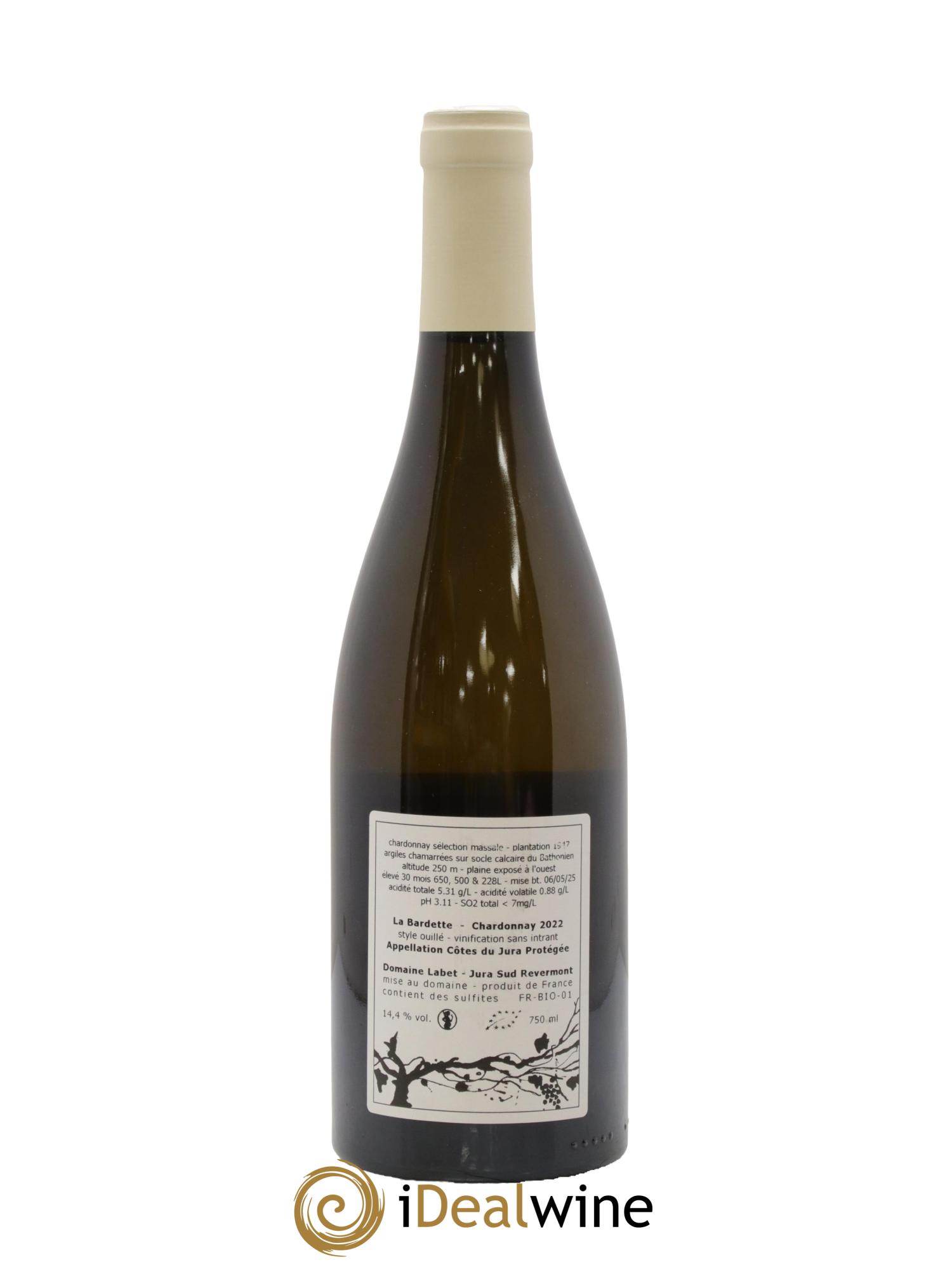 Côtes du Jura Chardonnay La Bardette Romain - Julien - Charline Labet 2022 - Lot de 1 bouteille - 1