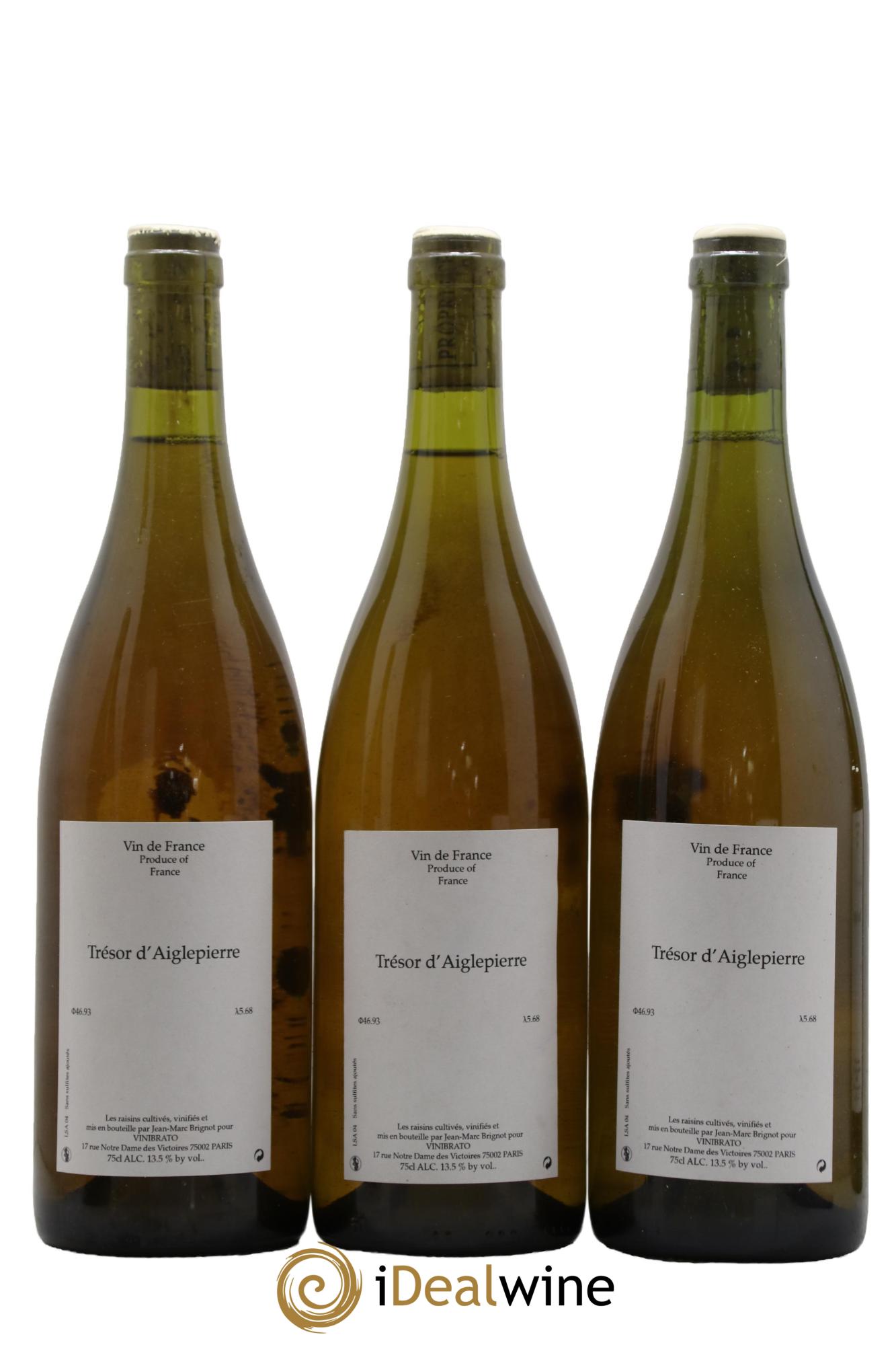 Vin de France Trésor d'Aiglepierre Jean-Marc Brignot 2004 - Lot de 3 bouteilles - 0