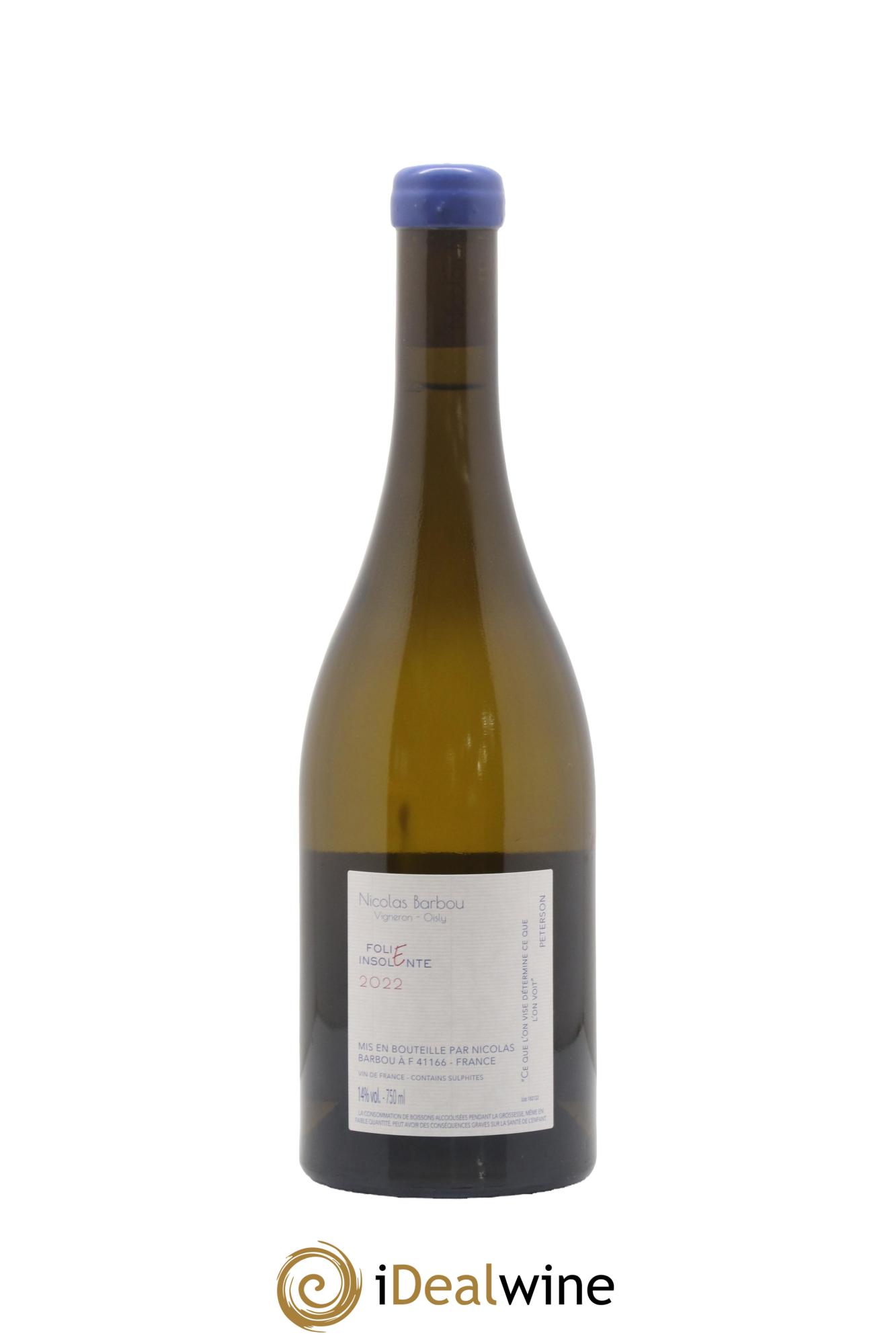 Touraine-Oisly Folie Insolente Nicolas Barbou 2022 - Lot of 1 bottle - 1