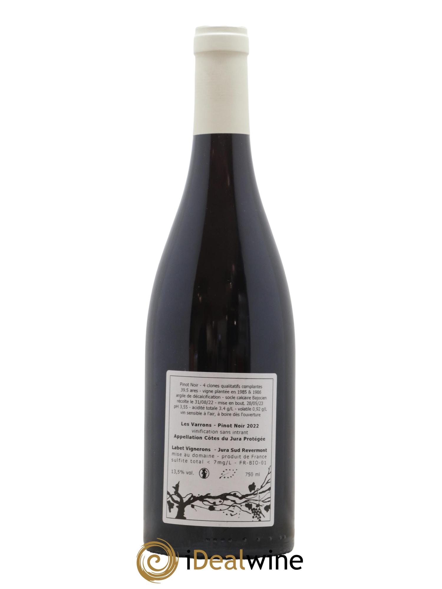 Côtes du Jura Pinot Noir Les Varrons Sélection Massale Romain - Julien - Charline Labet 2022 - Lot de 1 bouteille - 1