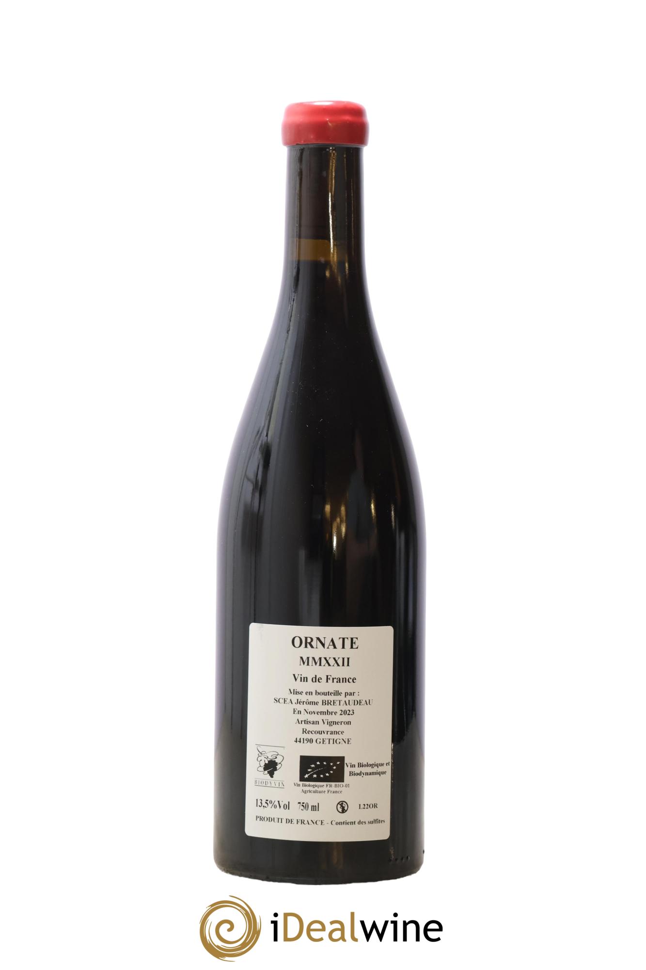 Vin de France Merlot Ornaté Jérôme Bretaudeau - Domaine de Bellevue Gorges Ornaté Jérôme Bretaudeau 2022 - Lot de 1 bouteille - 1