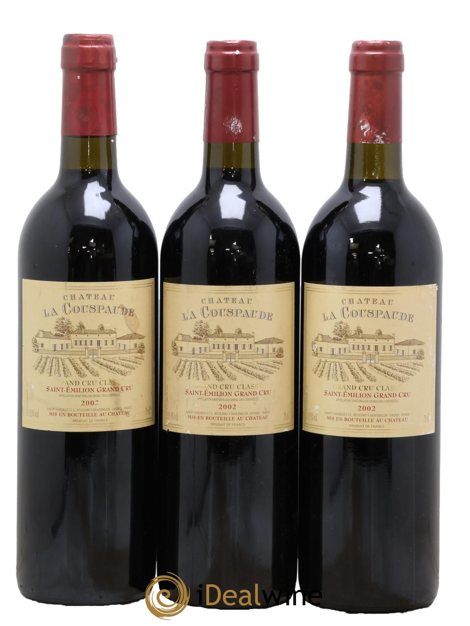 Château la Couspaude Grand Cru Classé 2002 - Lot of 3 bottles - 0