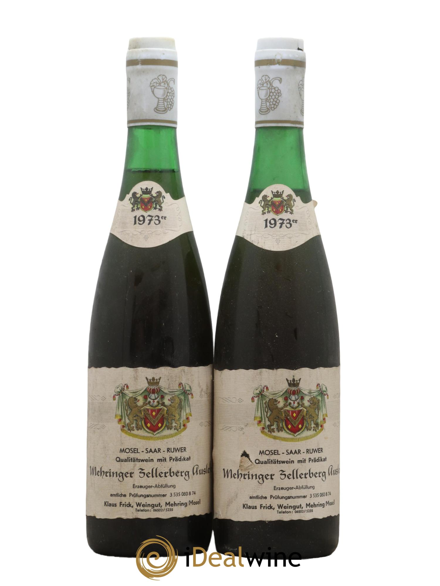 Allemagne Mosel-Saar Auslese Mehringer Zellerberg Weingut Frick Schmitt 1973 - Lot de 2 bouteilles - 0