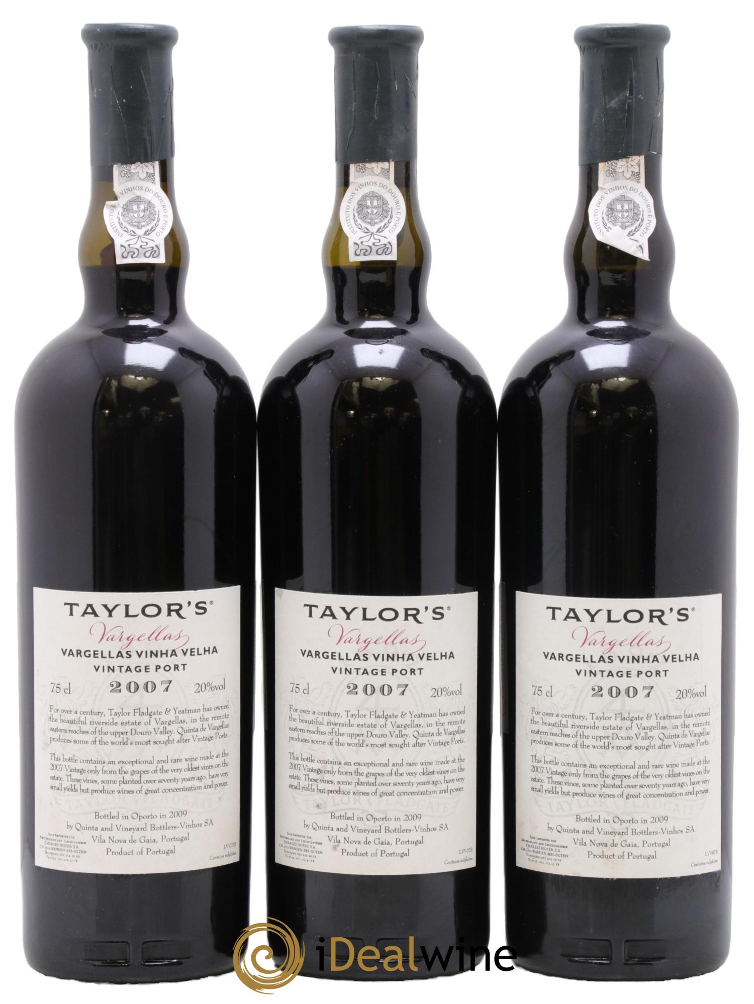 Porto Taylor - Quinta de Vargellas Vintage 2007 - Lot de 3 bouteilles - 1
