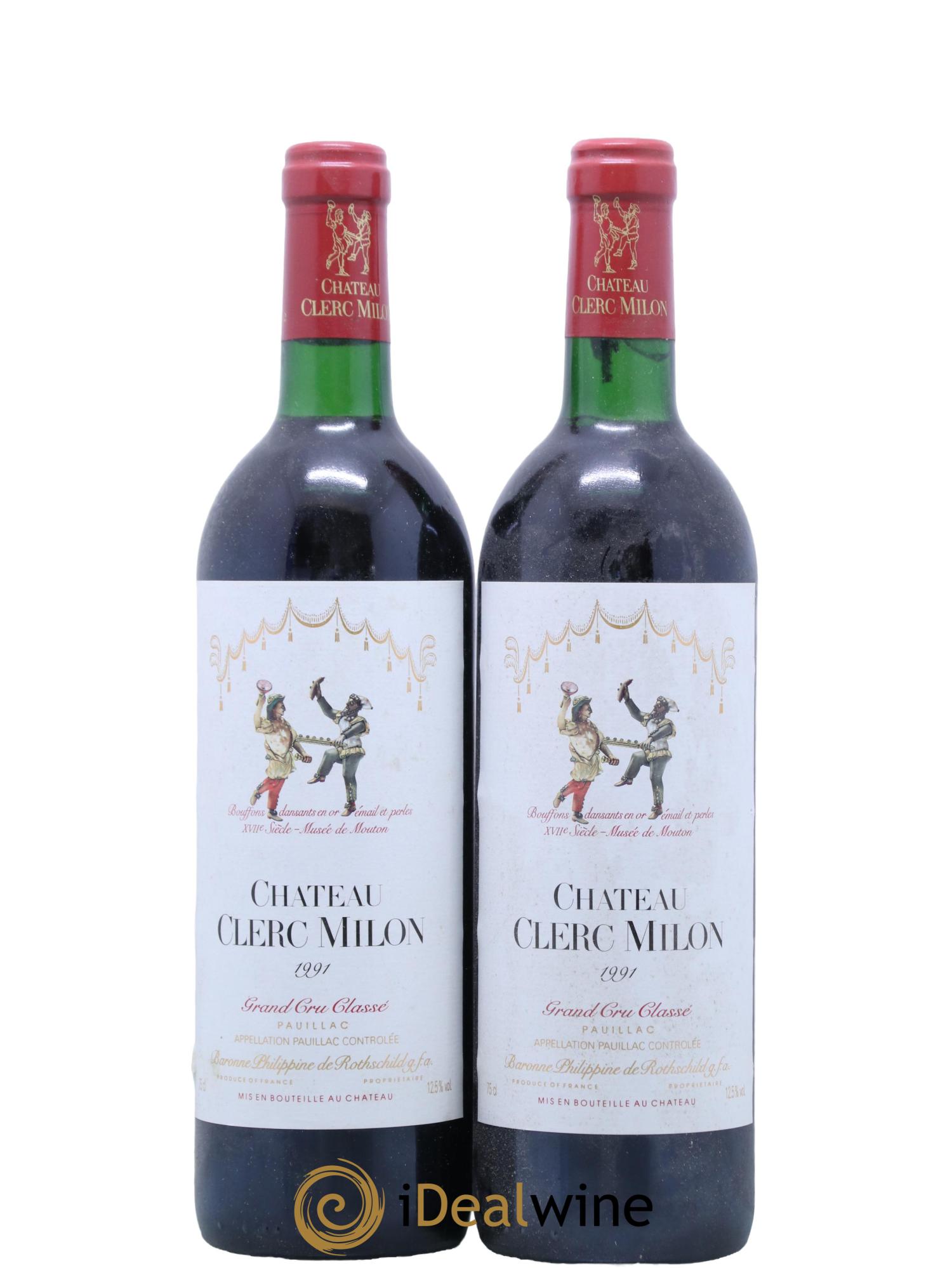 Château Clerc Milon 5ème Grand Cru Classé 1991 - Lot de 2 bouteilles - 0