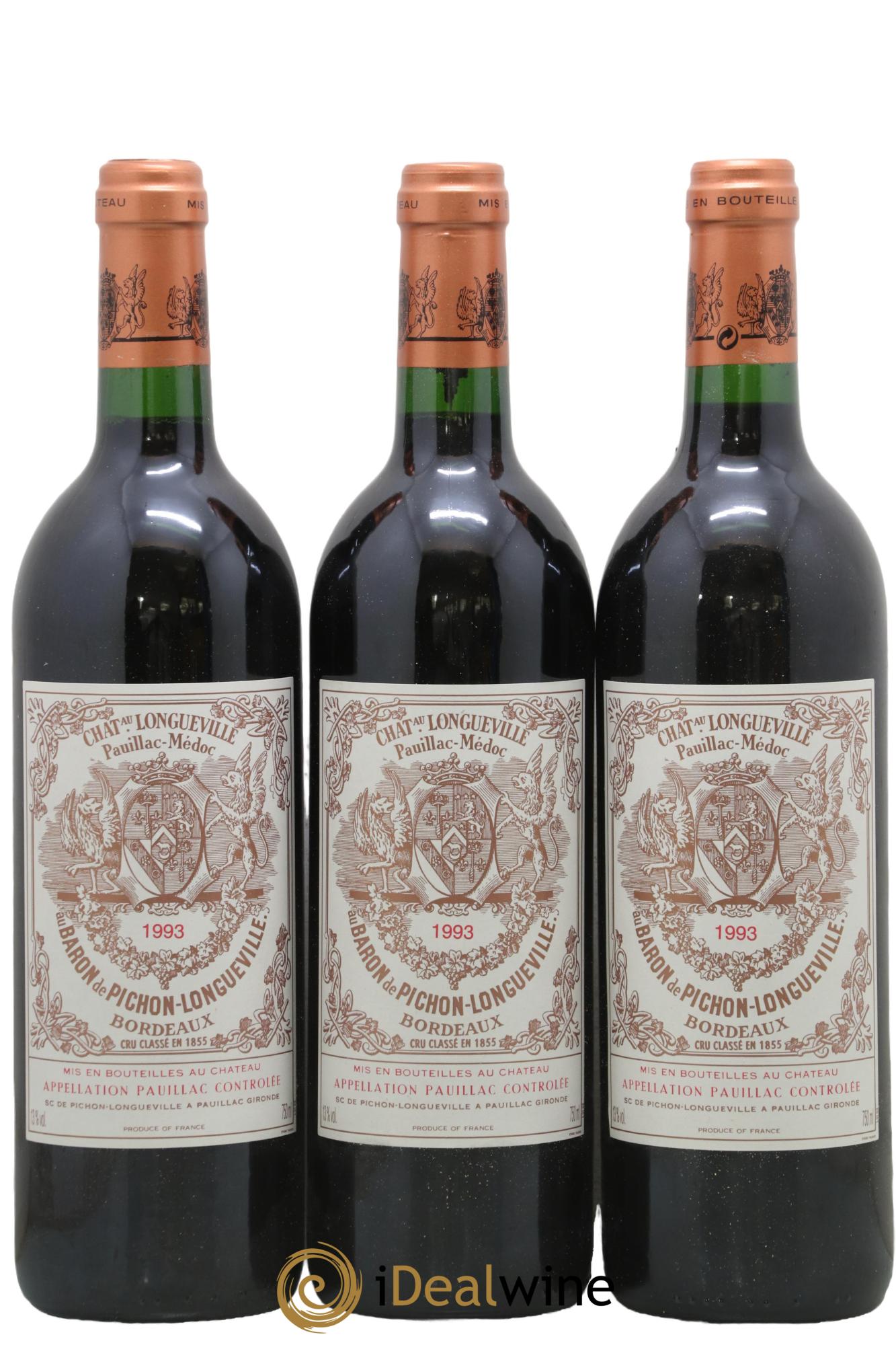 Pichon Longueville Baron 2ème Grand Cru Classé 1993 - Lot of 3 bottles - 0
