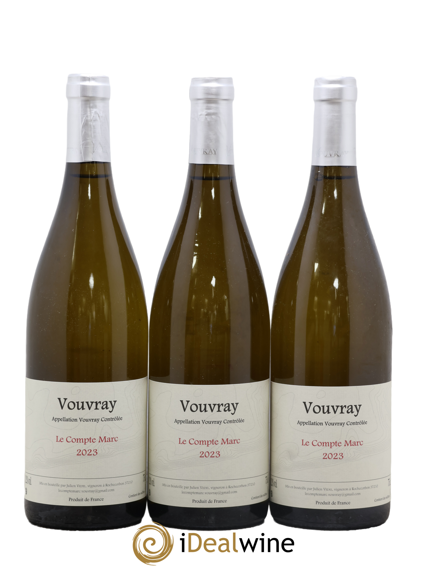 Vouvray Le Compte Marc Julien Vedel 2023 - Lotto di 3 bottiglie - 0
