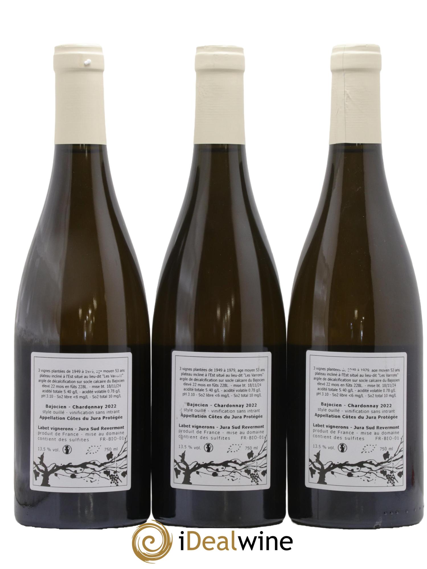Côtes du Jura Chardonnay Bajocien Romain - Julien  - Charline Labet 2022 - Posten von 3 Flaschen - 1