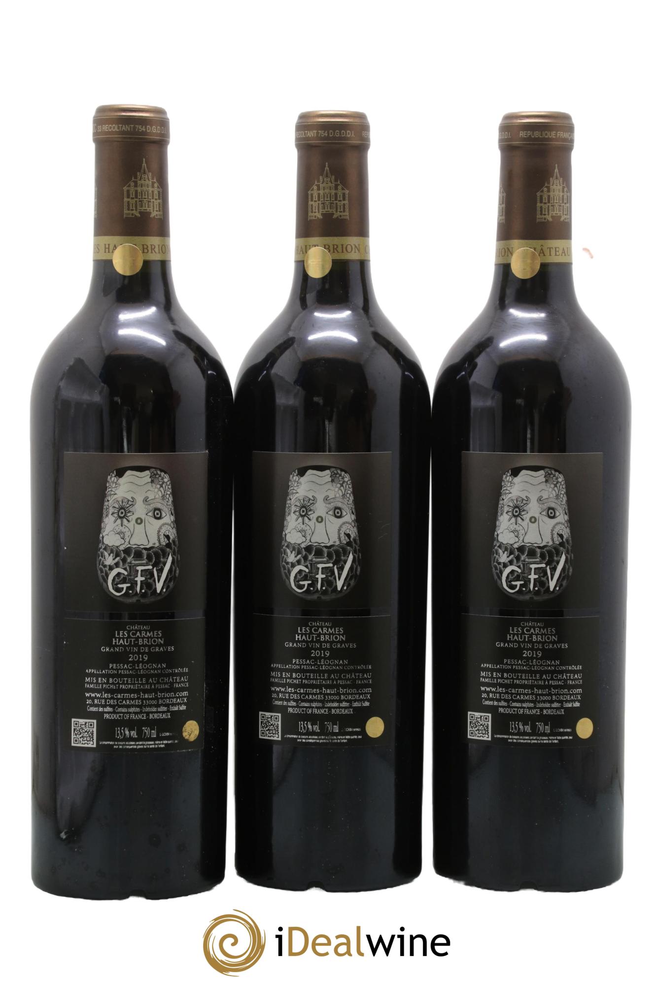 Château Les Carmes Haut-Brion 2019 - Lotto di 3 bottiglie - 1