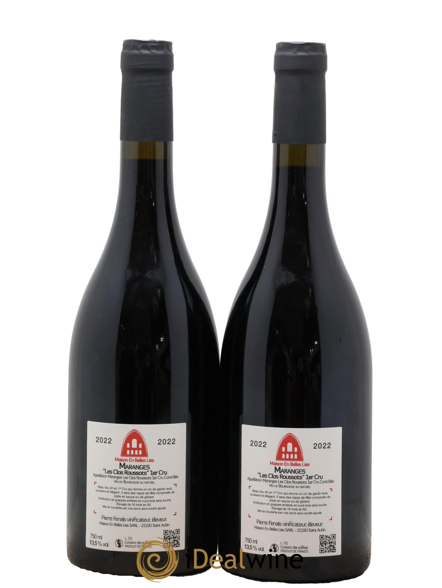 Maranges 1er Cru Les Clos Roussots Maison En Belles Lies 2022 - Lotto di 2 bottiglie - 1
