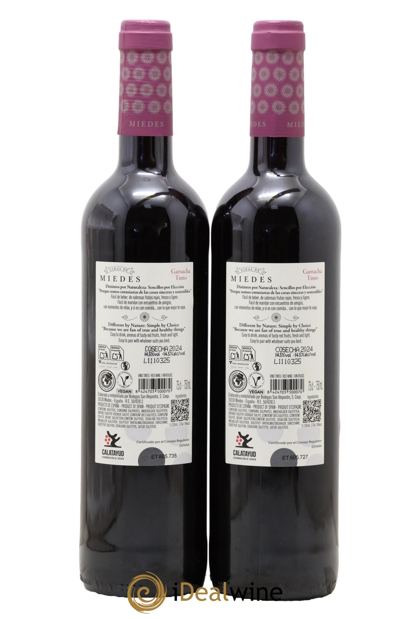 Espagne Catalayud Vinas de Miedes Bodegas San Alejandro 2024 - Lot de 2 bouteilles - 1