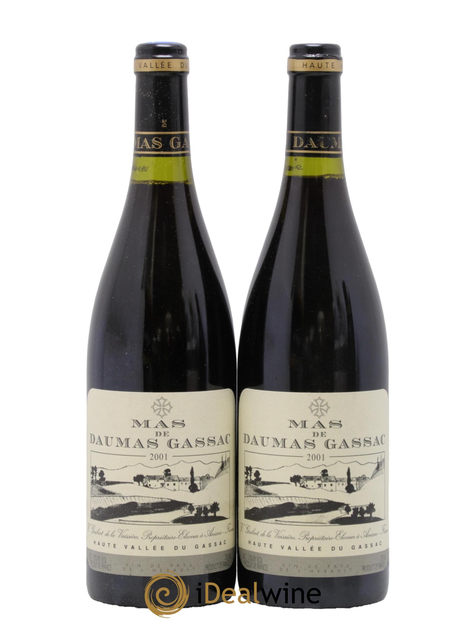 Saint-Guilhem-le-Désert - Cité d'Aniane Mas Daumas Gassac Famille Guibert de La Vaissière 2001 - Lot de 2 bouteilles - 0