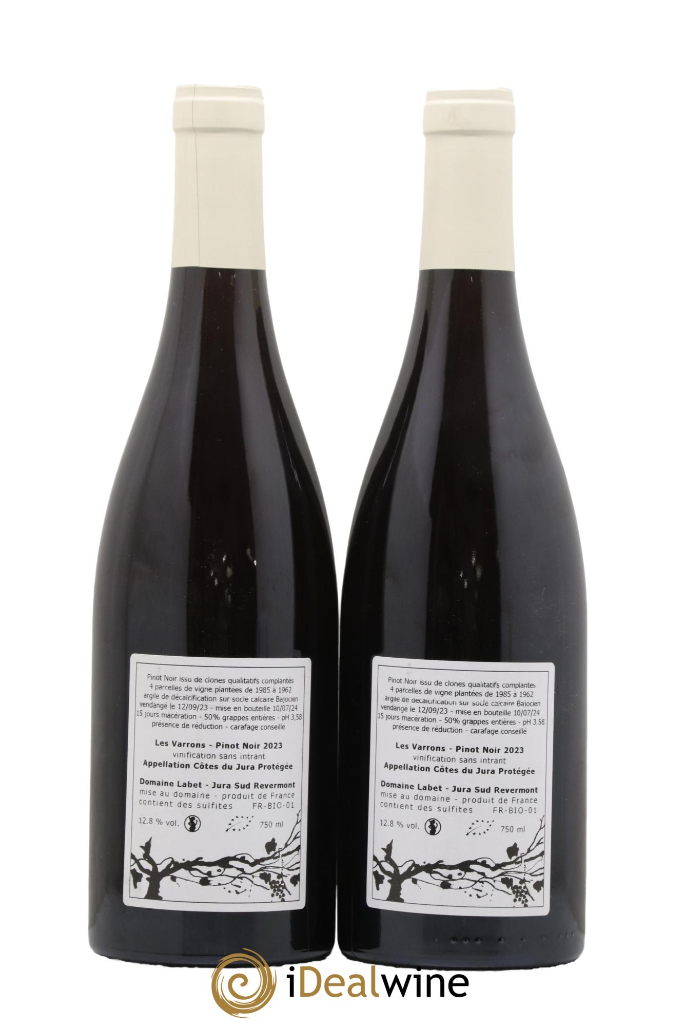 Côtes du Jura Pinot Noir Les Varrons Sélection Massale Romain - Julien  - Charline Labet 2023 - Lot de 2 bouteilles - 1