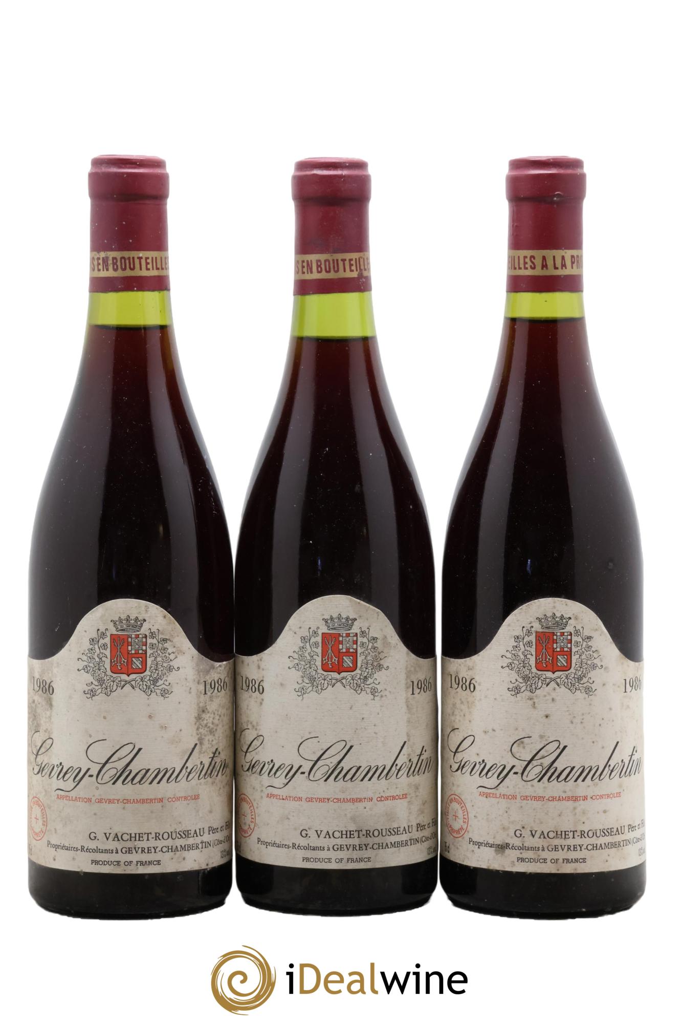 Gevrey-Chambertin Domaine G. Vachet Rousseau 1986 - Lot of 3 bottles - 0