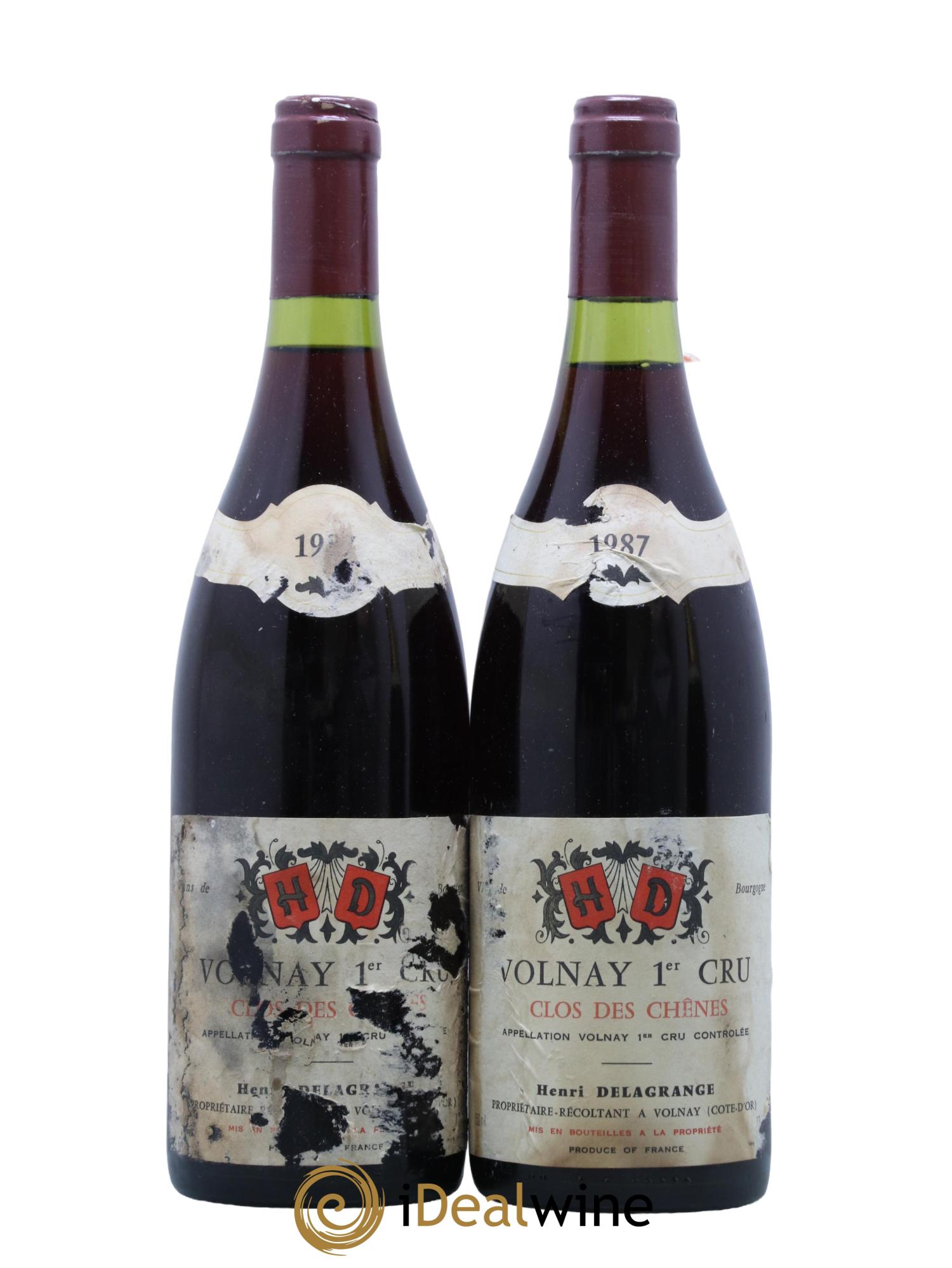 Volnay 1er Cru Des Chenes Henri Delagrange 1987 - Lot de 2 bouteilles - 0