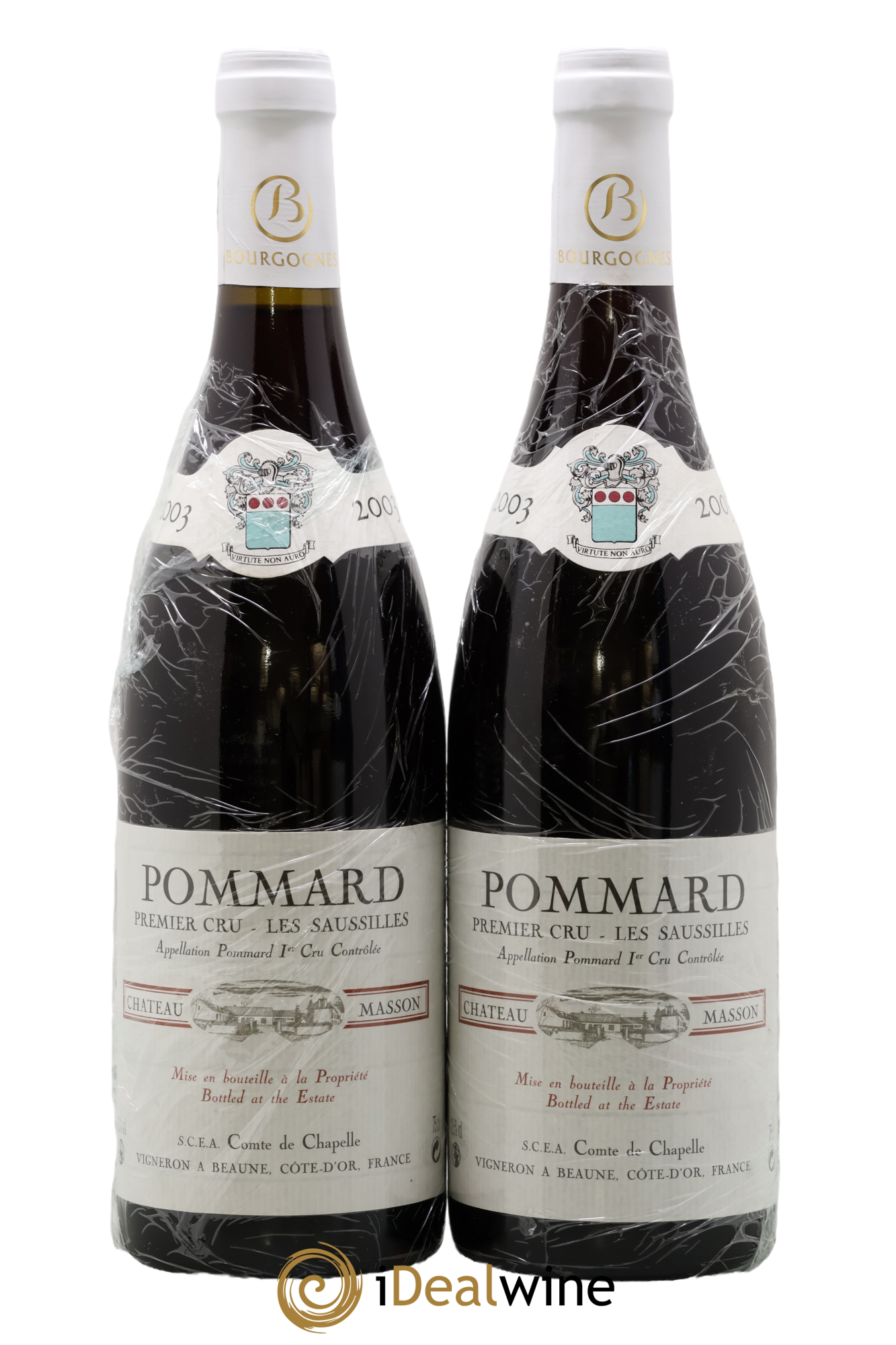 Pommard 1er Cru Les Saussilles Domaine Comte De Chapelle Château Masson 2003 - Lot de 2 bouteilles - 0