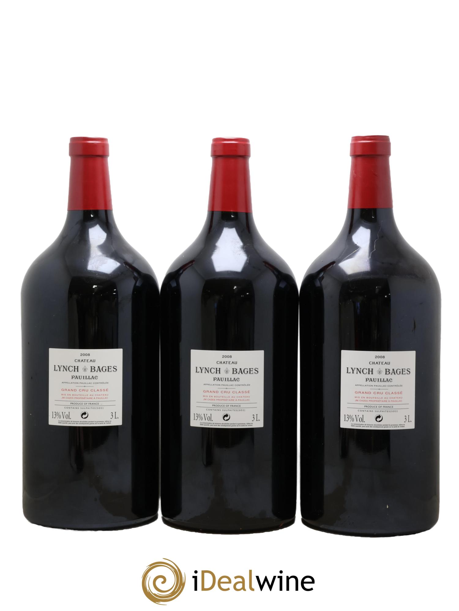 Château Lynch Bages 5ème Grand Cru Classé 2008 - Lot de 3 double magnums - 1