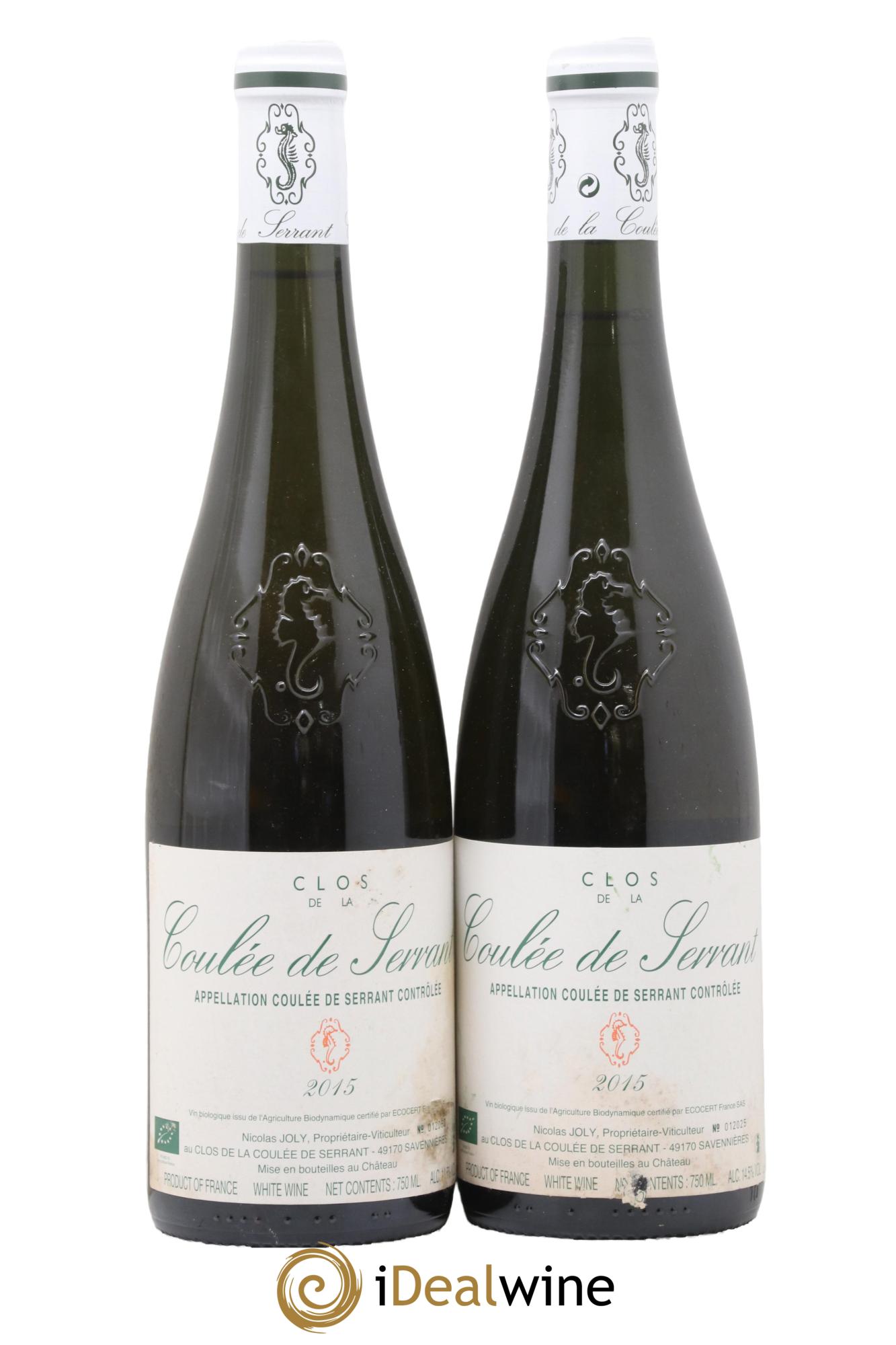 Savennières Clos de la Coulée de Serrant Vignobles de la Coulée de Serrant - Nicolas Joly 2015 - Lot of 2 bottles - 0