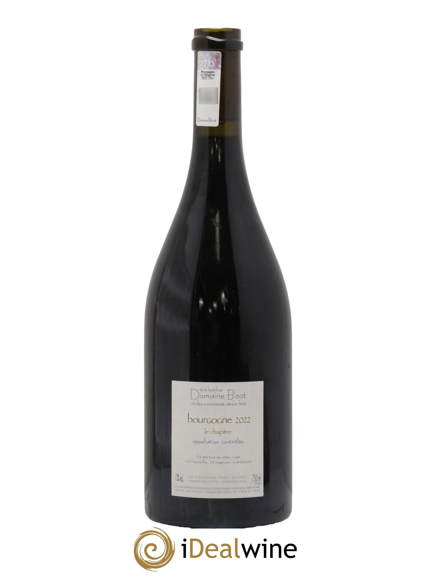 Bourgogne Le Chapitre Bizot (Domaine) 2022 - Lot de 1 bouteille - 1