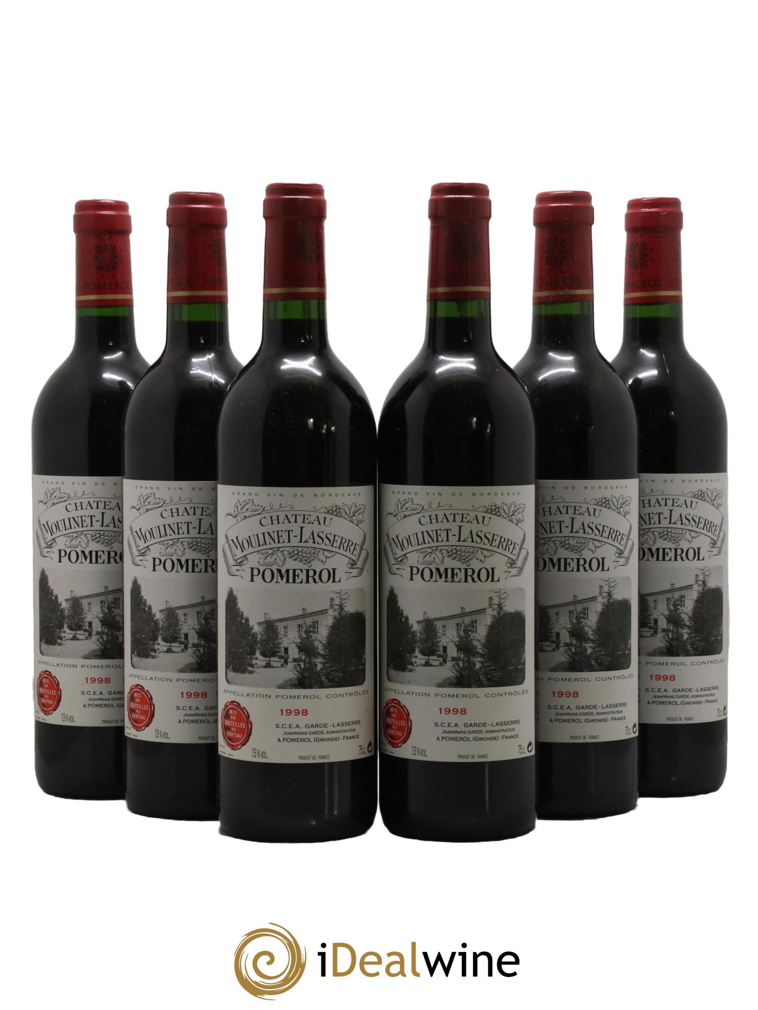Château Moulinet Lasserre 1998 - Lot de 6 bouteilles - 0