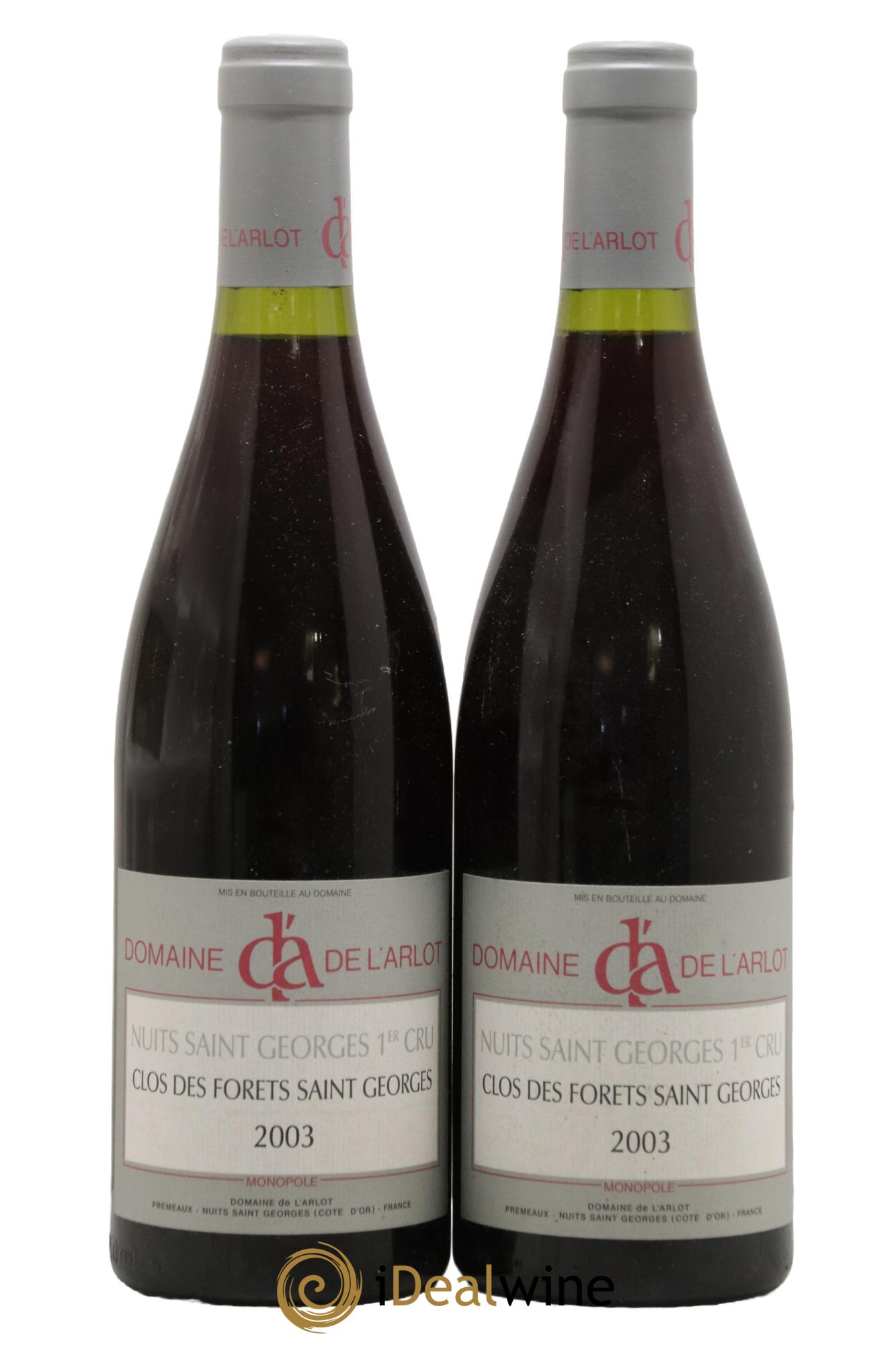 Nuits-Saint-Georges 1er Cru Clos des Forêts Saint-Georges Domaine de l'Arlot 2003 - Lot of 2 bottles - 0