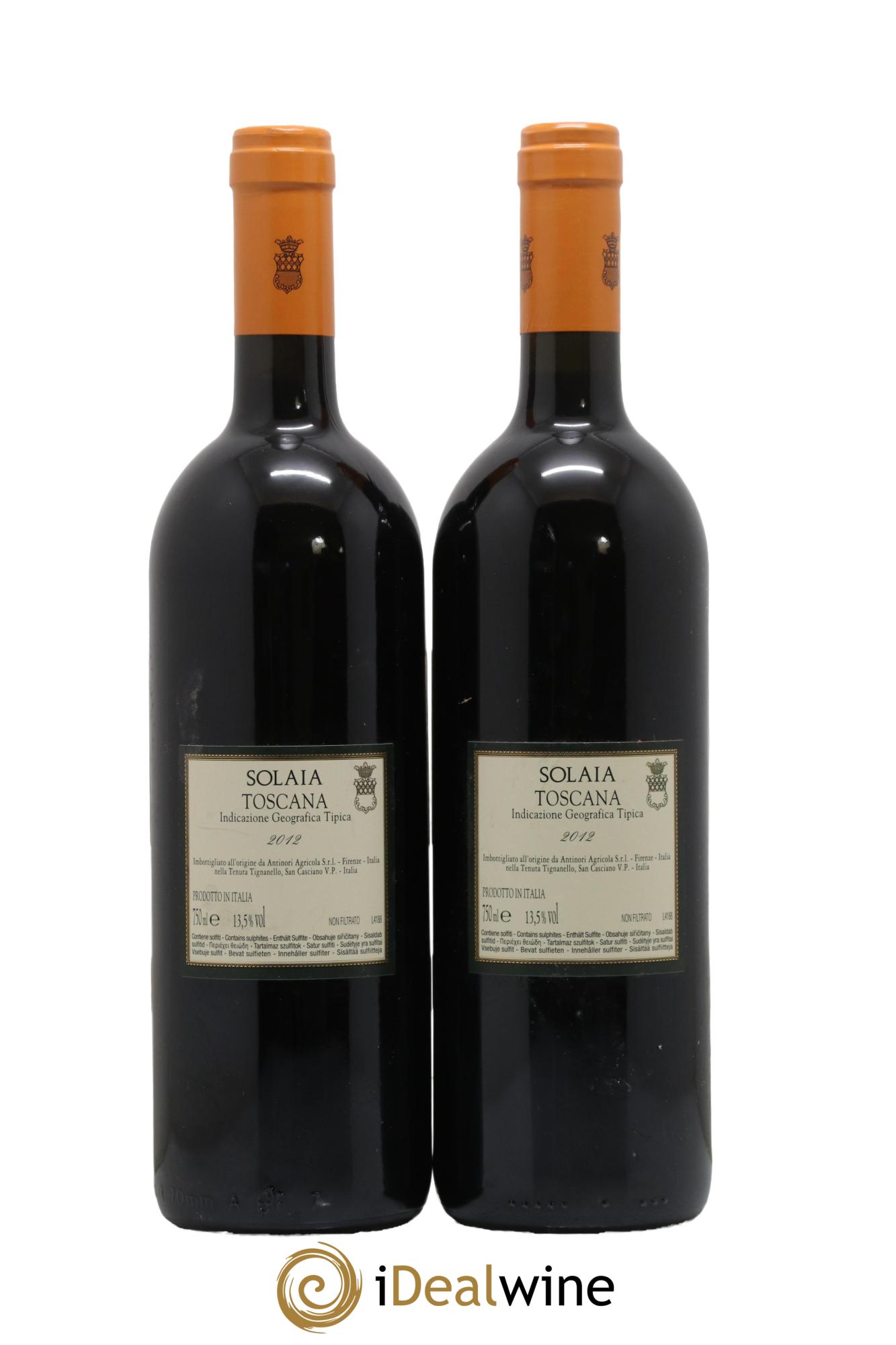Toscana IGT Solaia Tenuta Tignanello - Marchesi Antinori 2012 - Lotto di 2 bottiglie - 1