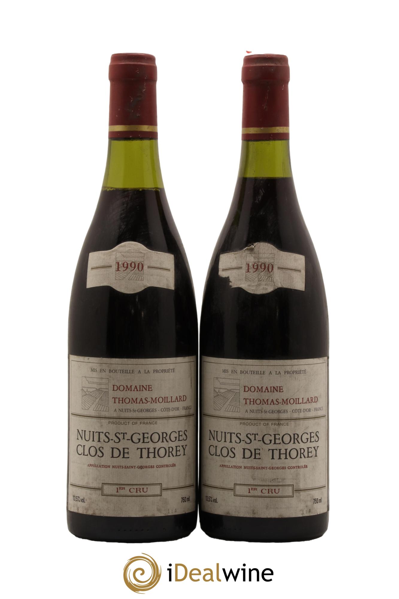 Nuits-Saint-Georges Clos De Thorey Thomas Moillard 1990 - Lot de 2 bouteilles - 0